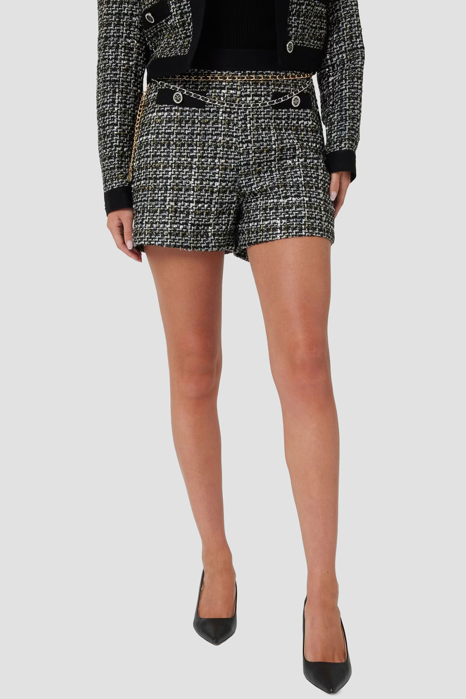 Женские черные твидовые шорты Guess W4BD63.WGIL2;F9EF