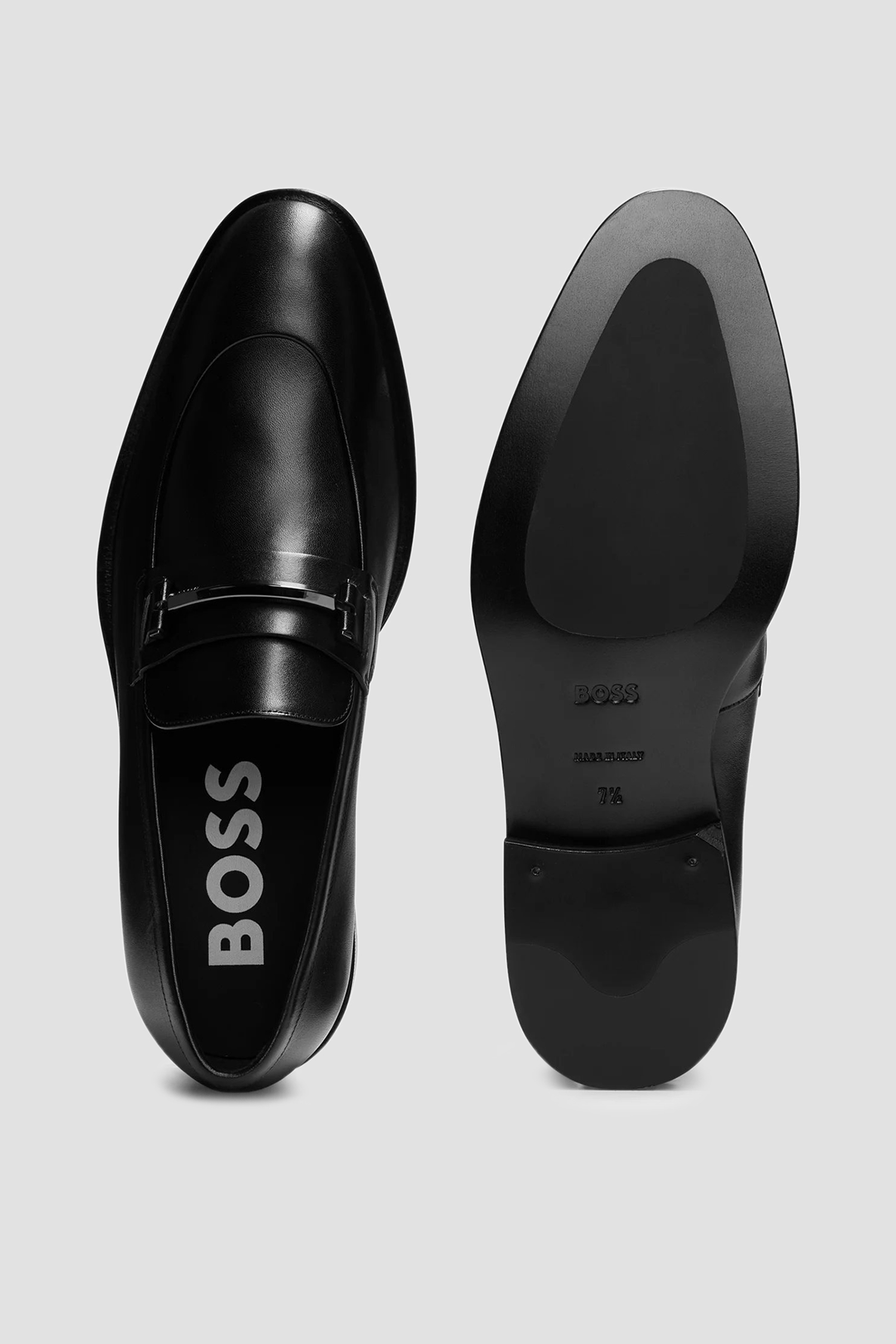 Мужские черные кожаные лоферы BOSS 50492638;001 — Ultrashop