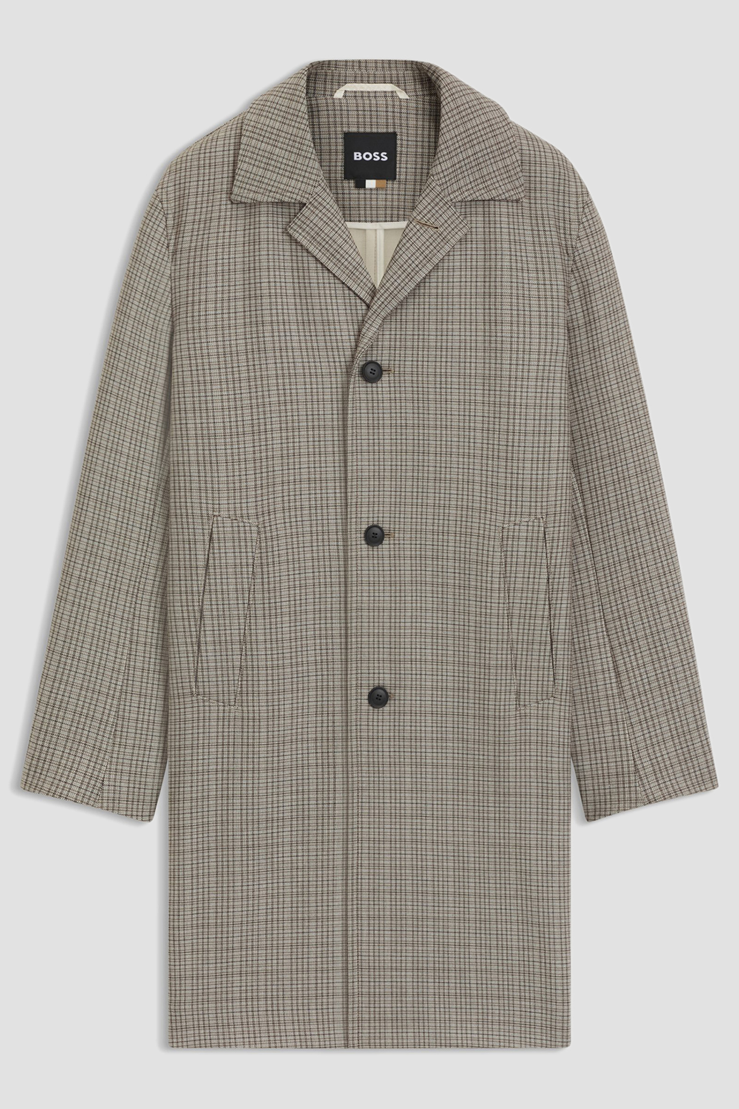 Чоловіче бежеве картате пальто BOSS 50546039;260
