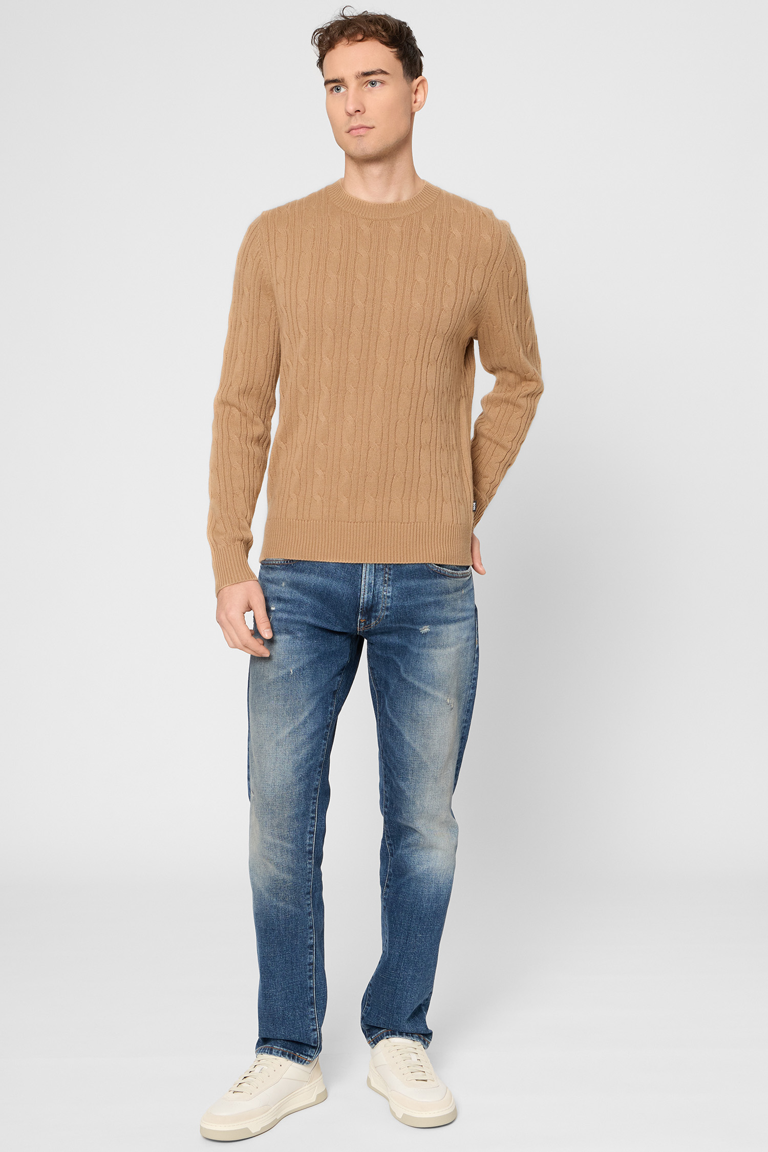 Чоловічий бежевий вовняний джемпер BOSS 50549975;260