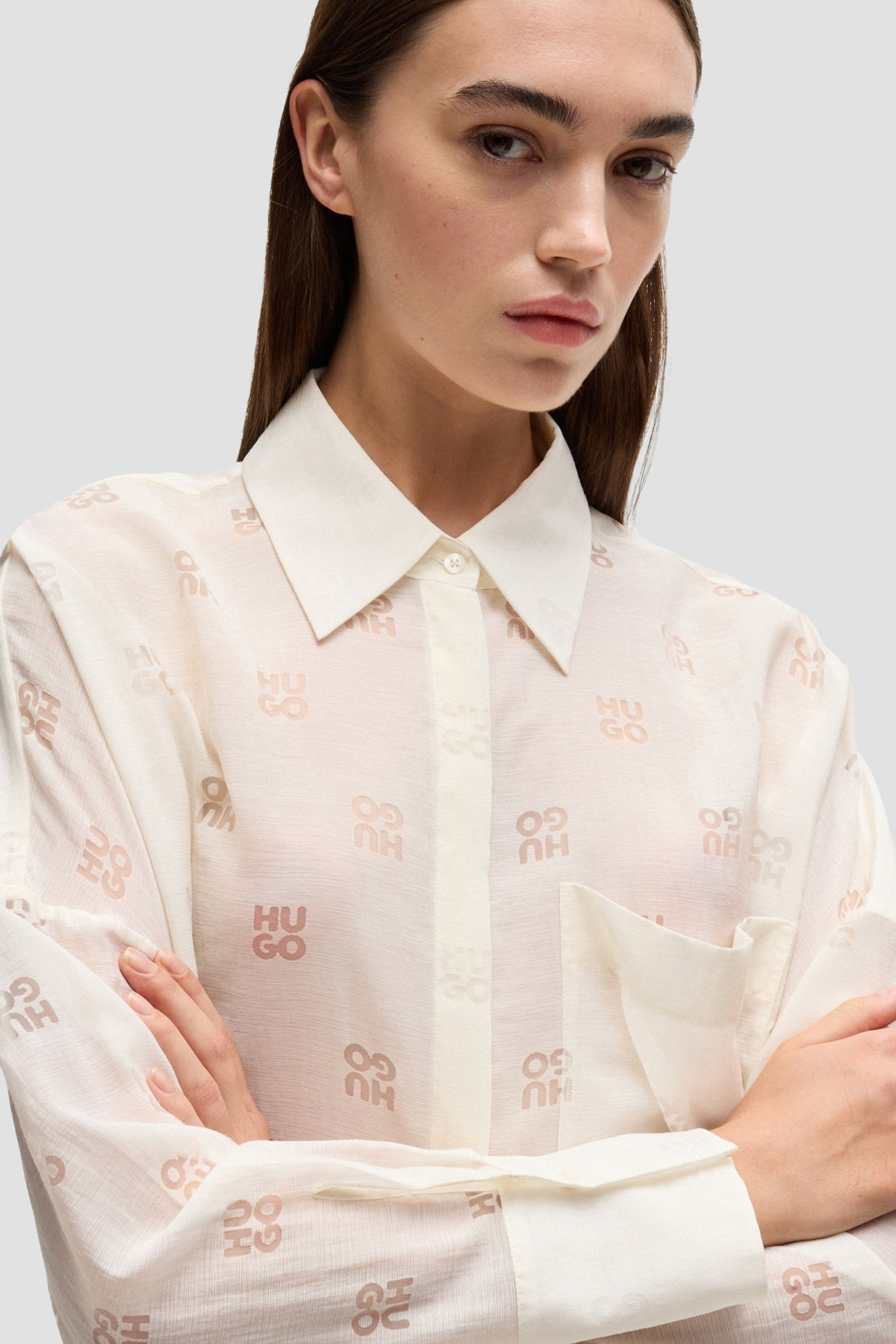 Женская белая блуза с узором HUGO 50531562;102