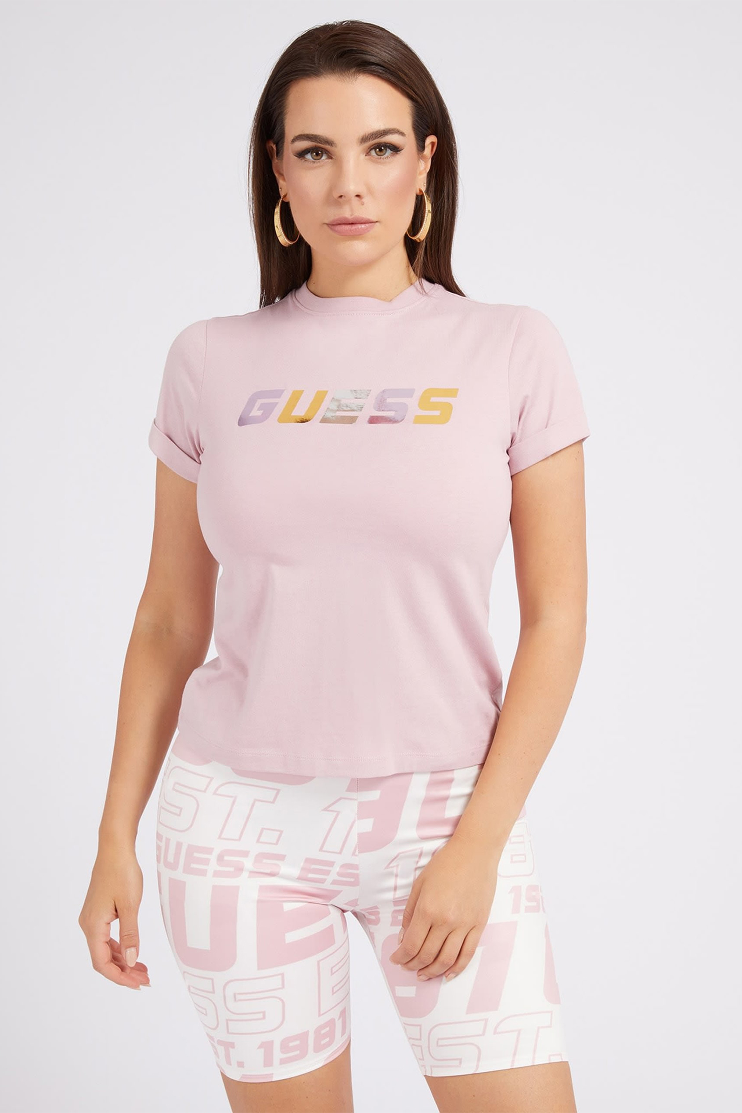 Женская розовая футболка Guess V2YI04.I3Z11;G4L7