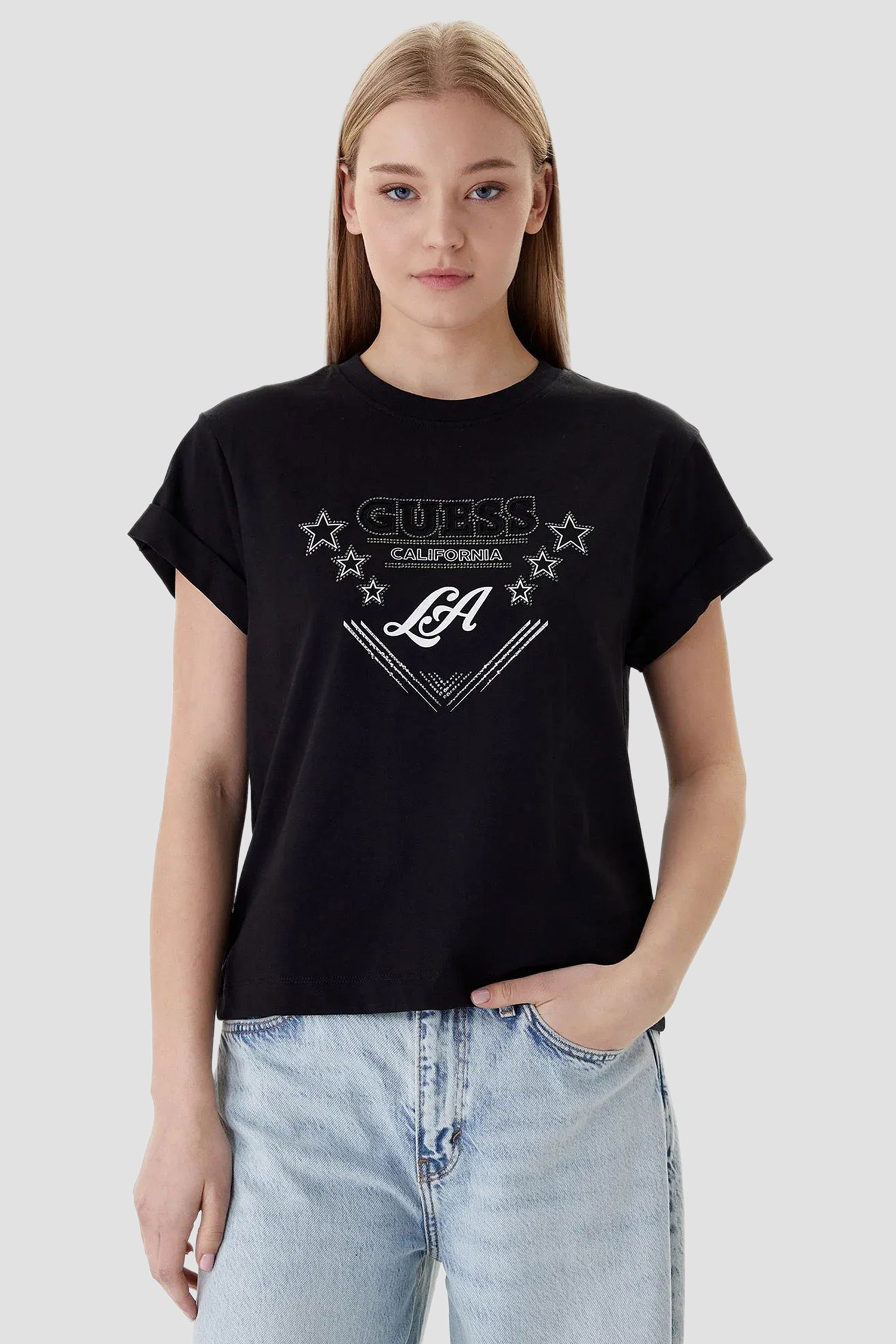 Жіноча чорна футболка Guess W6RI30.I3Z14;JBLK