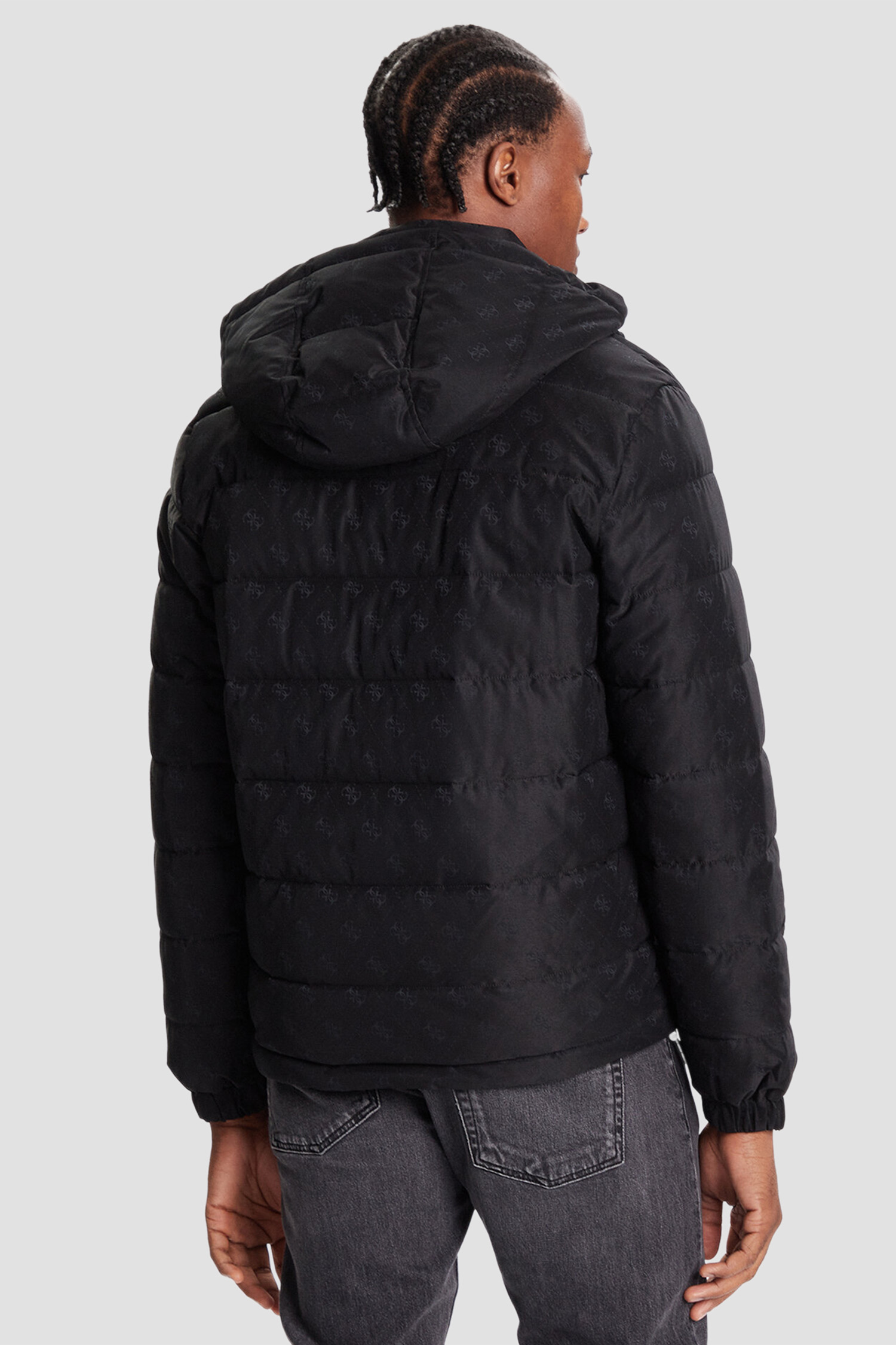Чоловіча чорна куртка з візерунком Guess M5BL0B.W2322;FJAJ