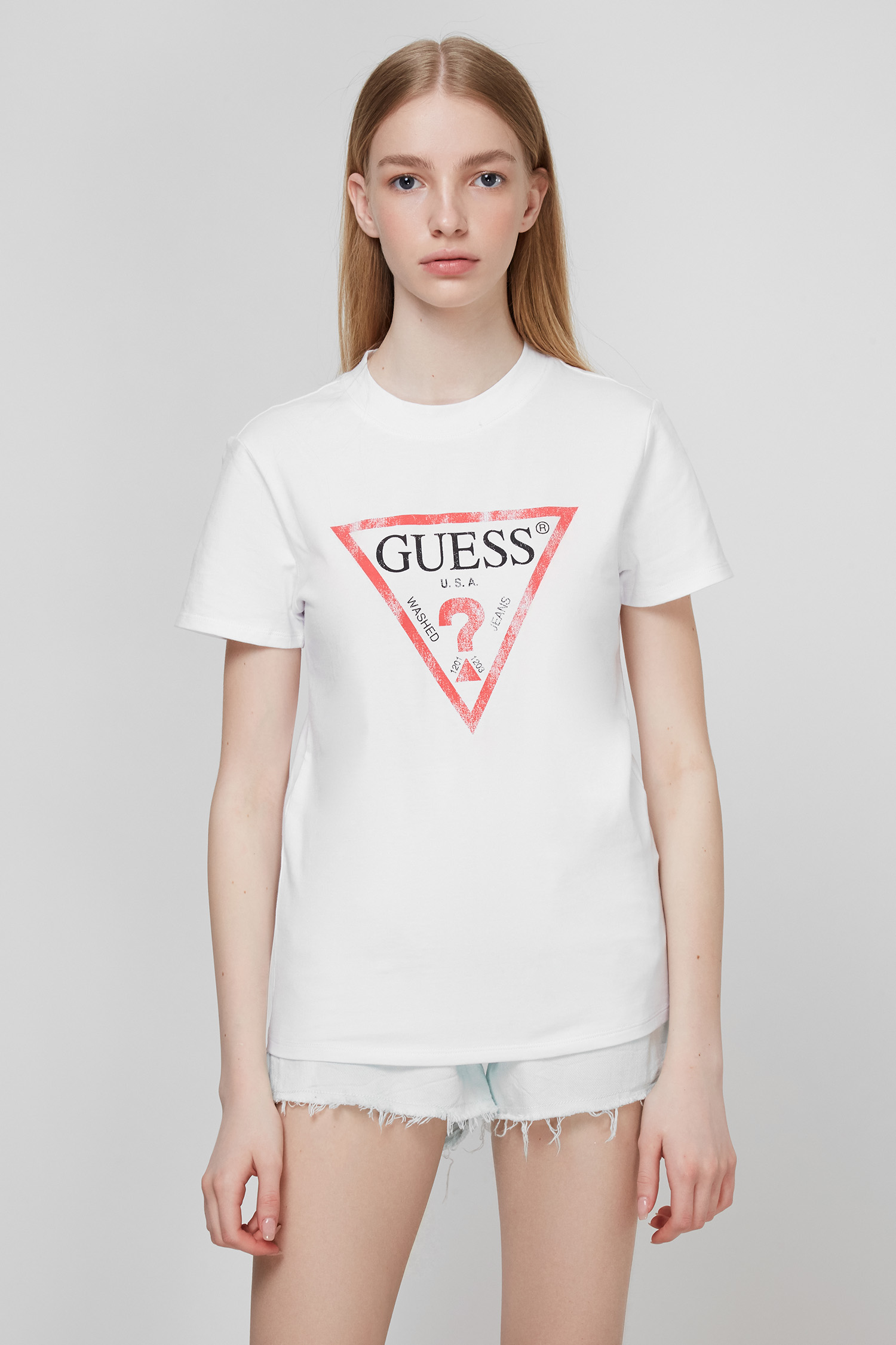 Белая футболка для девушек Guess W93I0R.R9I60;G011