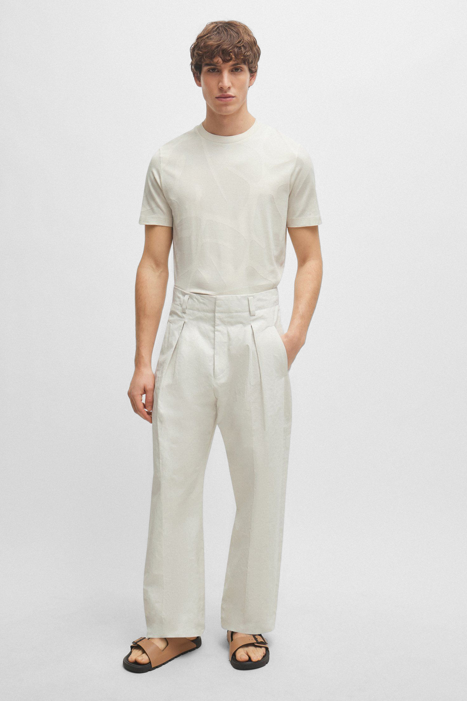 Мужская белая футболка с узором BOSS 50511843;131