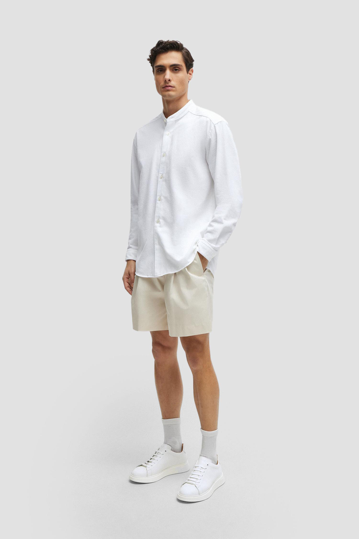 Мужские белые кожаные сникерсы BOSS 50497887;100