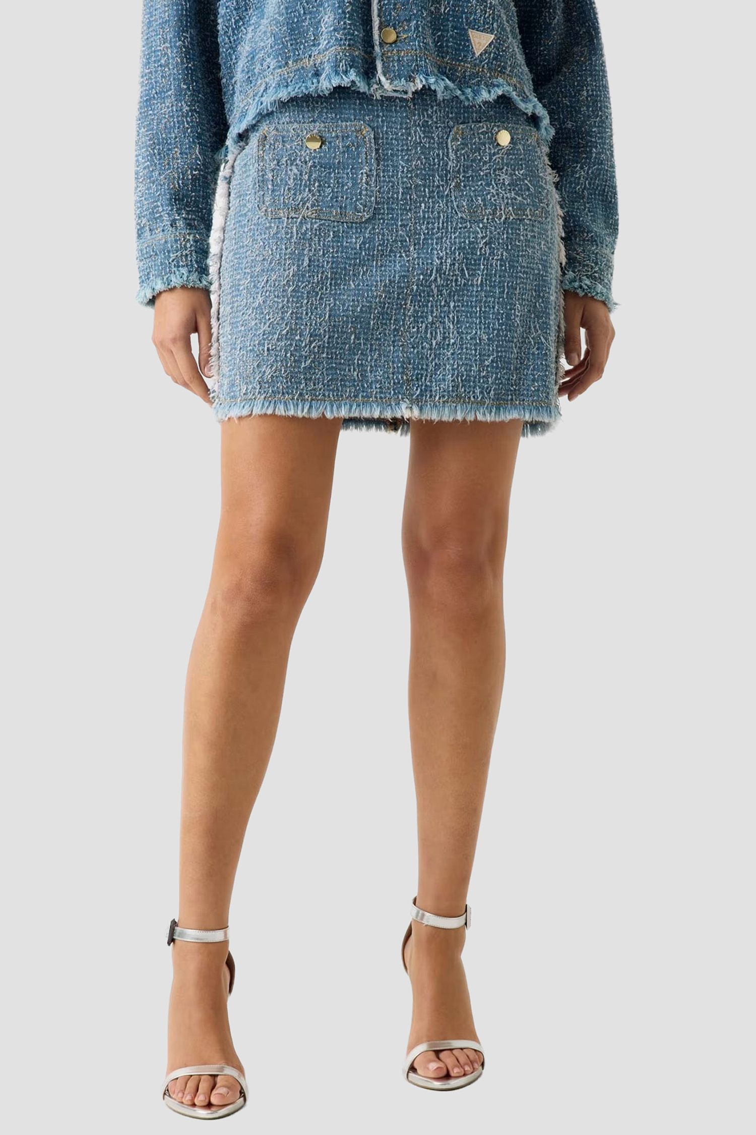 Жіноча блакитна твідова спідниця Guess W6RD0C.D6871;TKTW