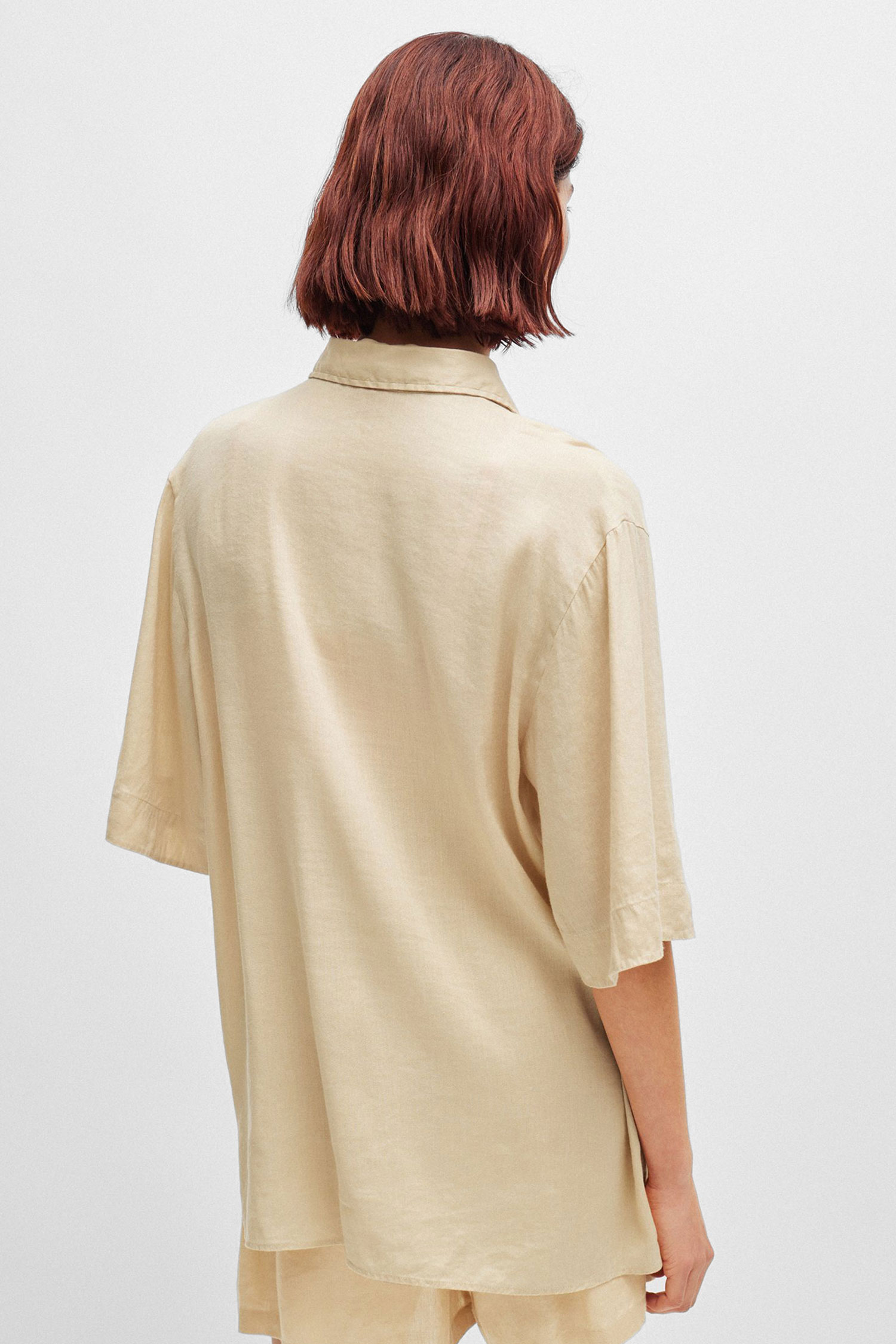 Женская бежевая льняная рубашка HUGO 50515276;291