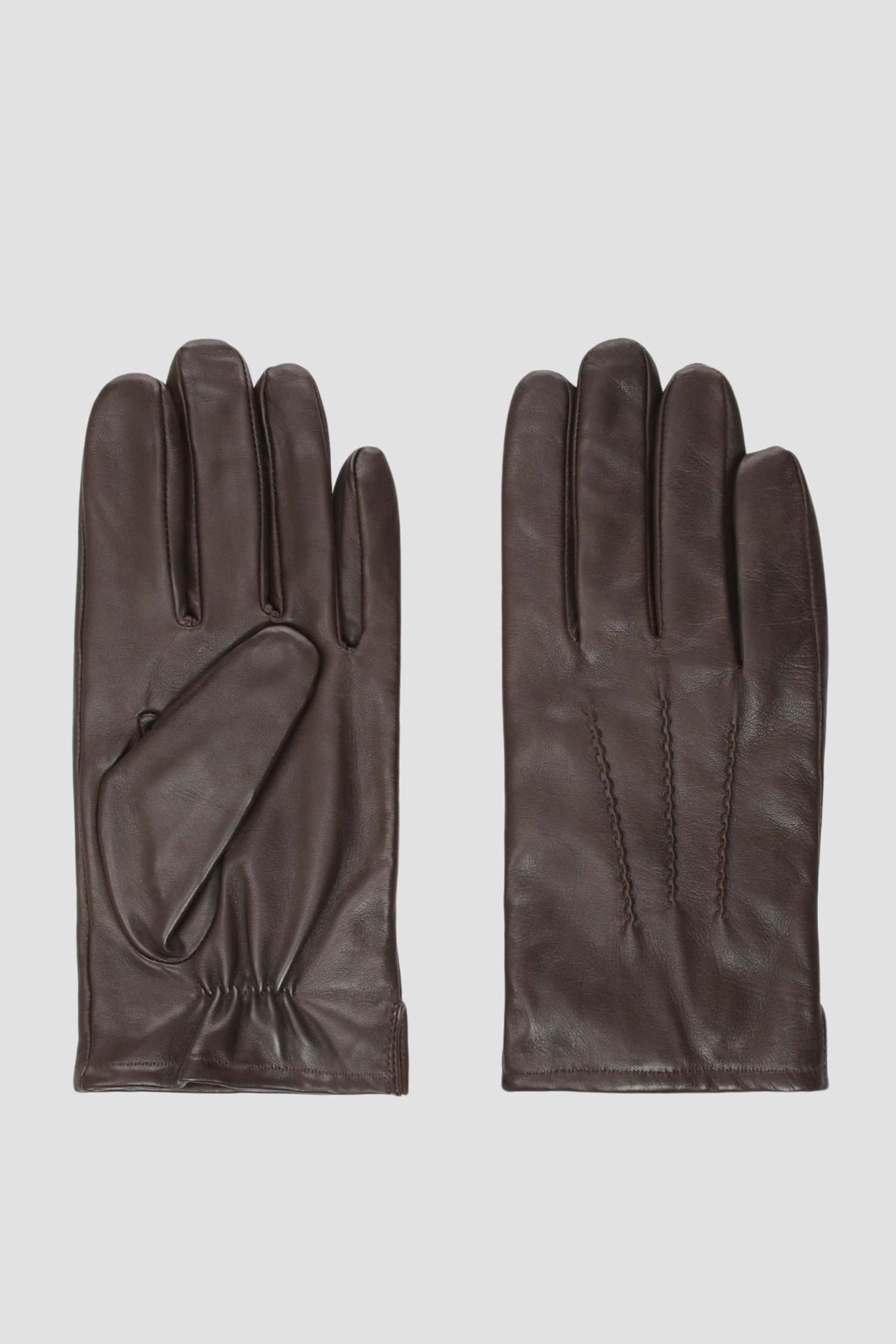 Чоловічі коричневі шкіряні рукавички Karl Lagerfeld 592443.815400;480