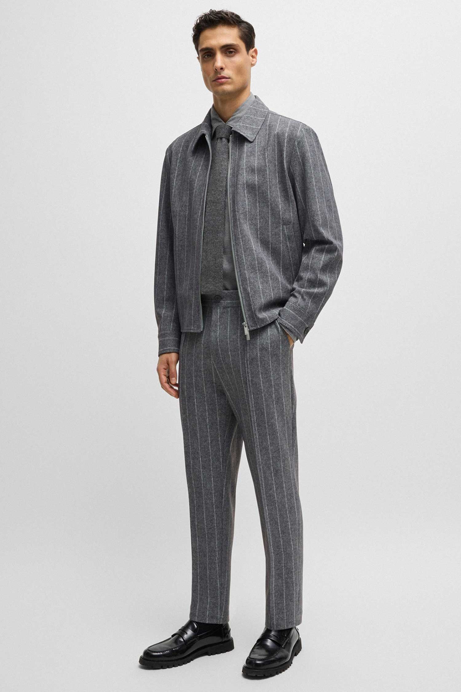 Мужские серые брюки в полоску BOSS 50530651;030