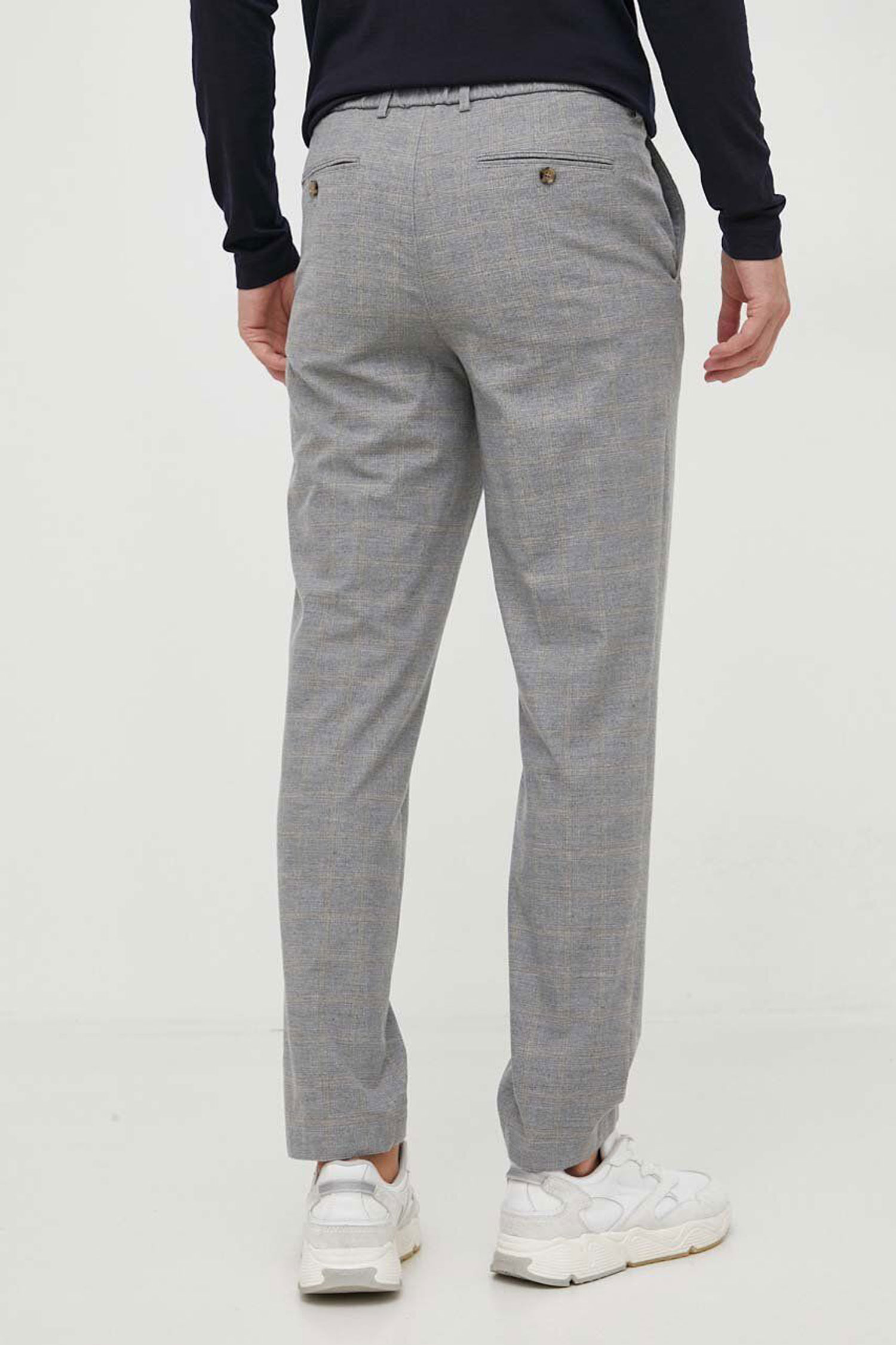 Мужские серые шерстяные брюки в клетку BOSS 50501867;041