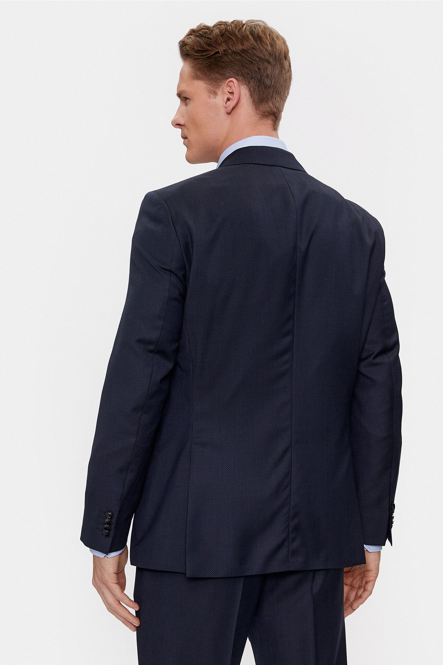 Мужской темно-синий шерстяной костюм (пиджак, брюки) BOSS 50509460;404