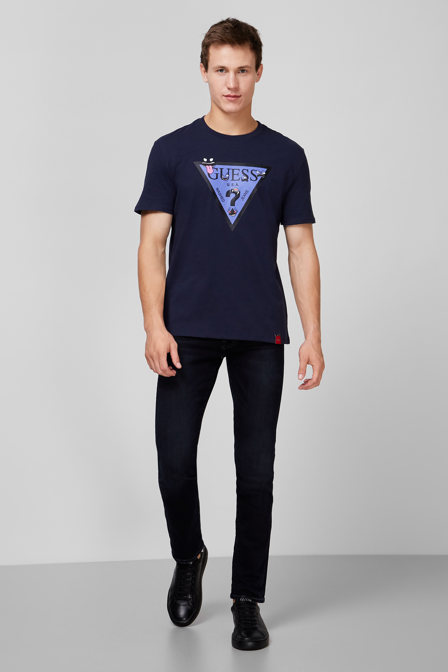 Мужская темно-синяя футболка с принтом Guess M0YI51.I3Z00;G720