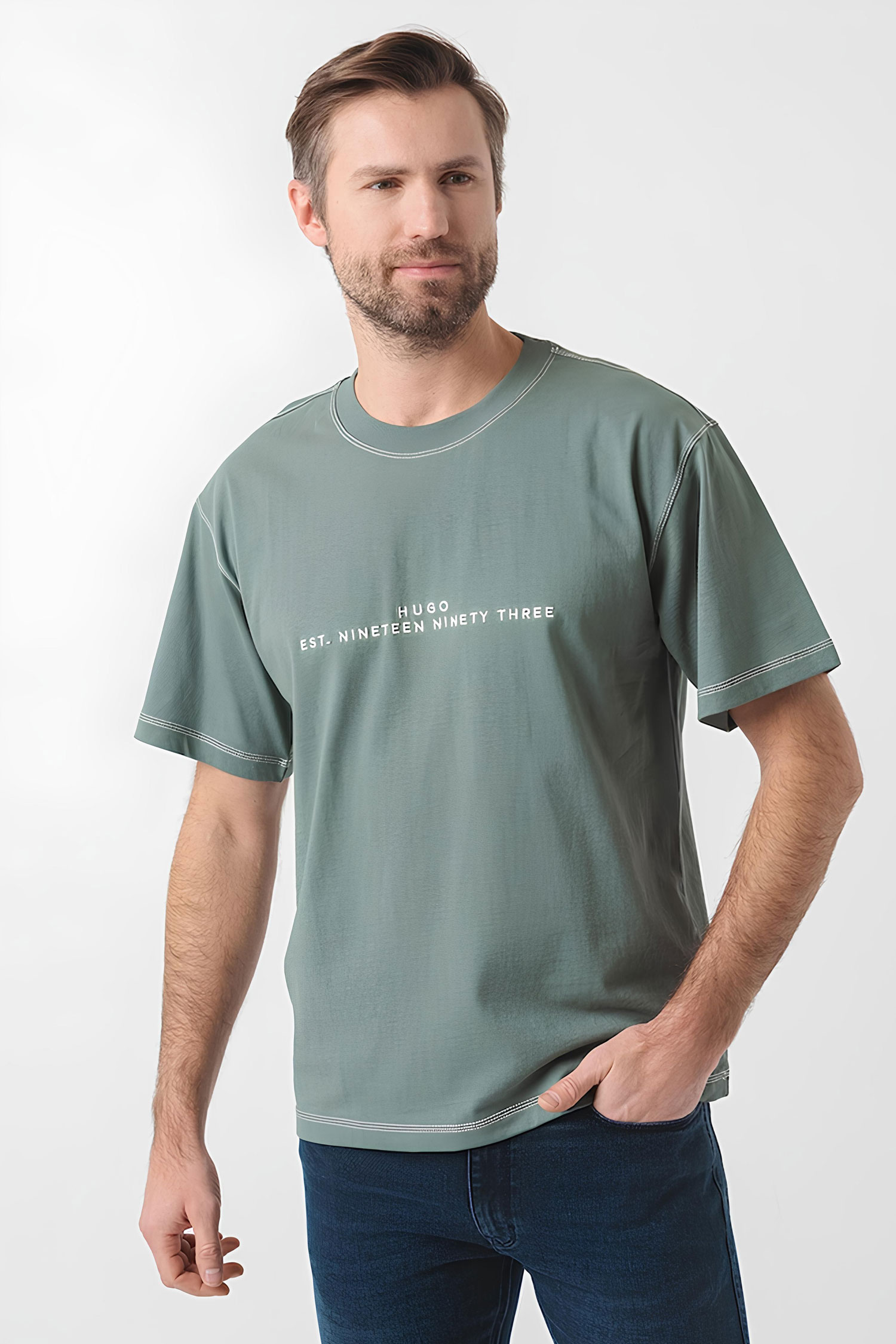 Мужская зеленая футболка HUGO 50504718;307