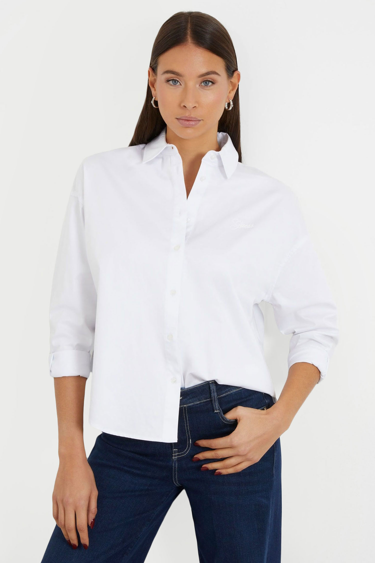 Женская белая рубашка Guess W4RH51.WD2M1;G011
