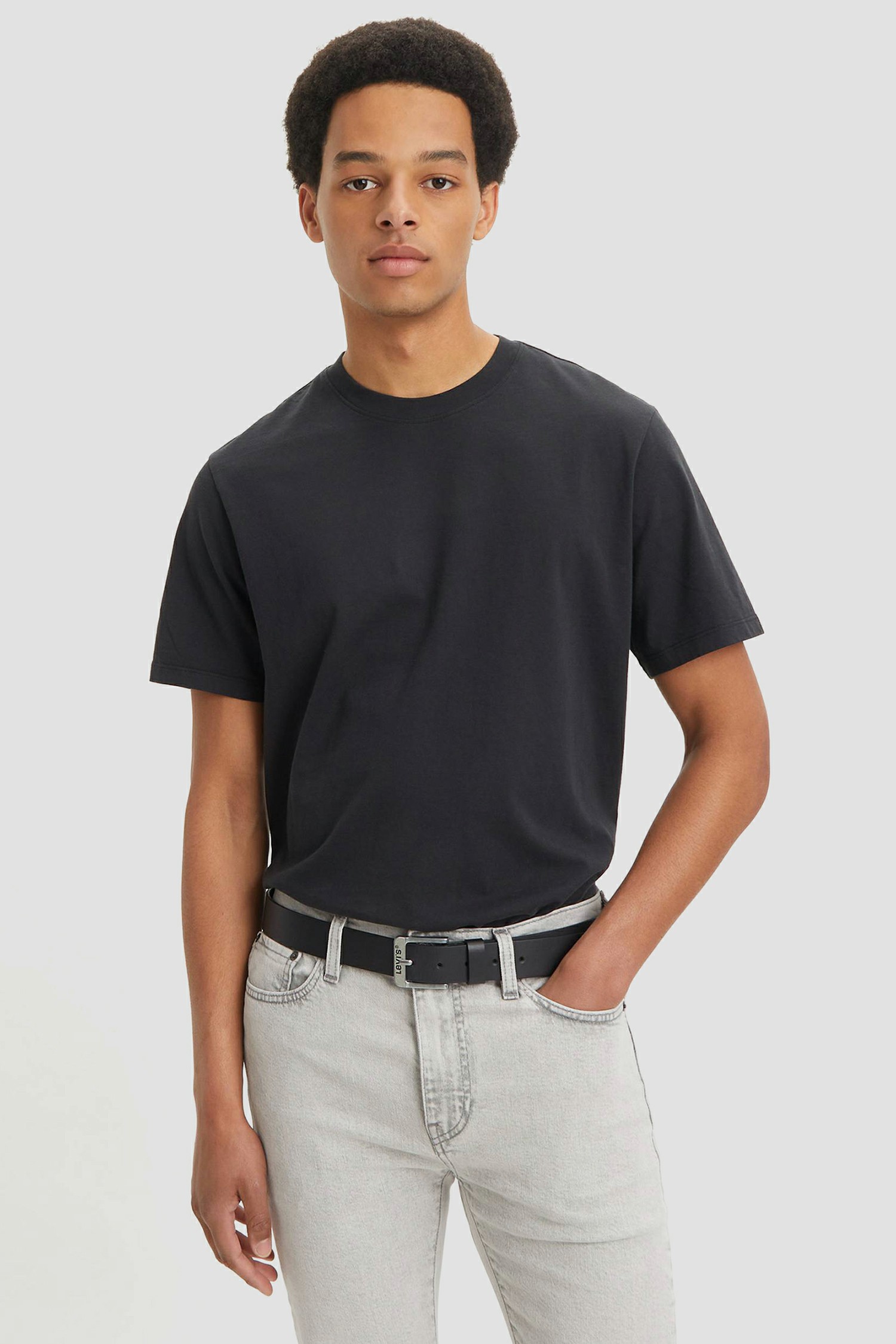 Мужской черный кожаный ремень Levi’s® 77134;0611