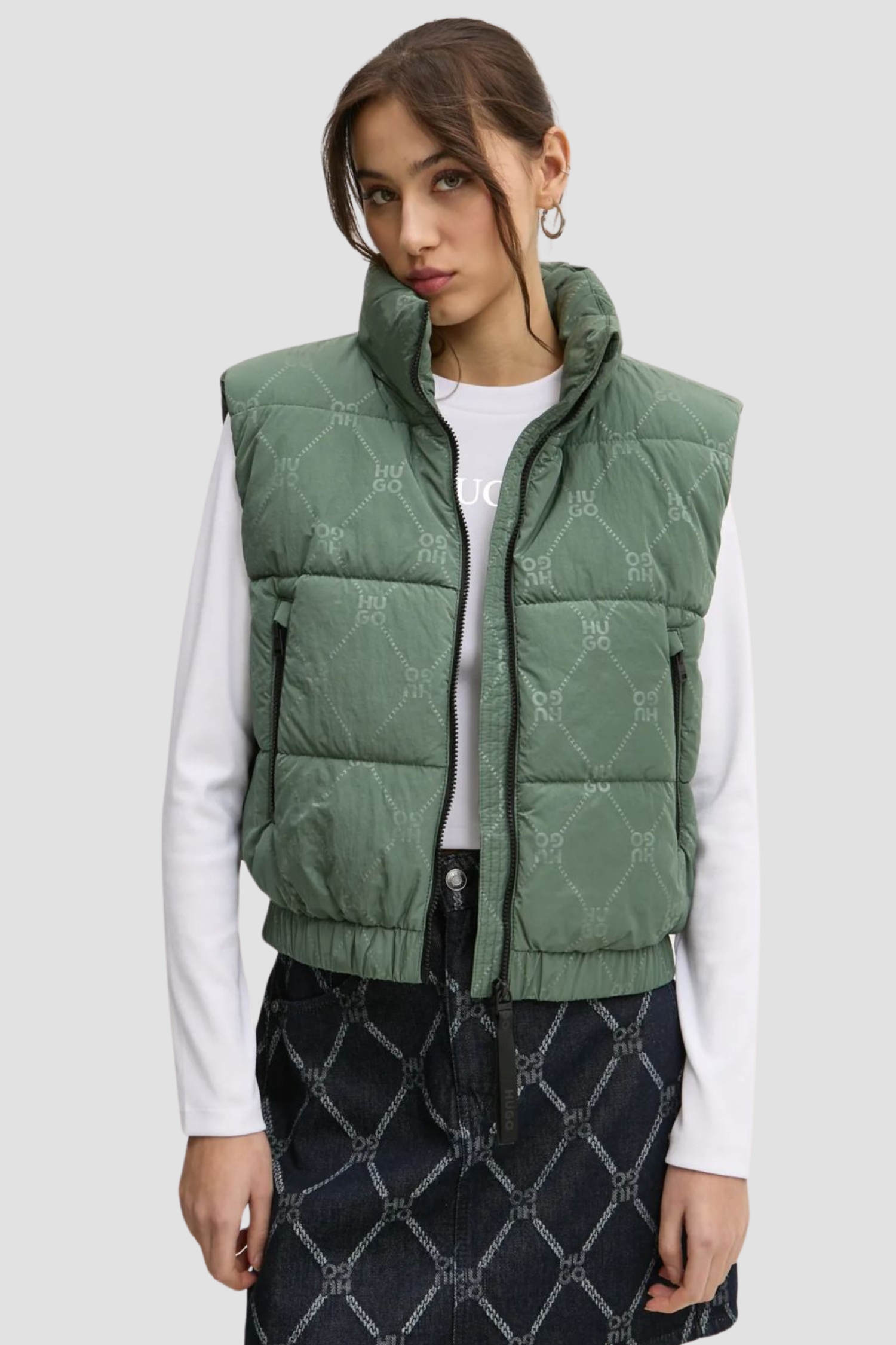 Женский зеленый жилет с узором HUGO 50529347;973