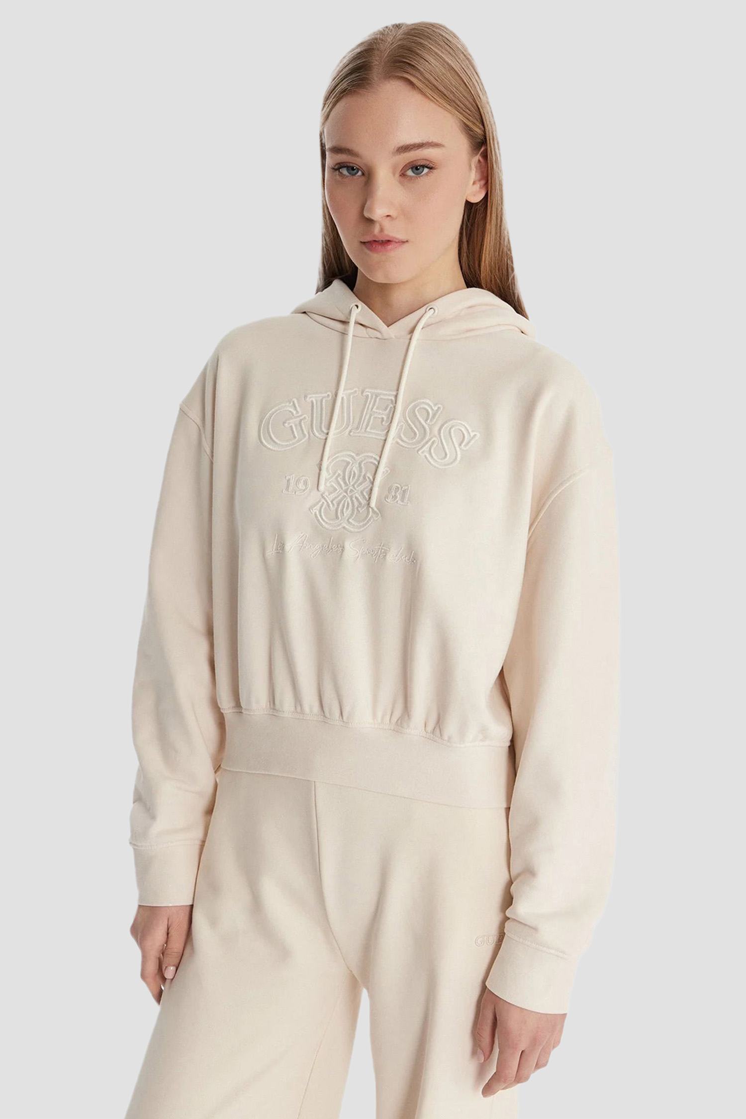 Женское белое худи Guess V6RQ03.KD761;G012