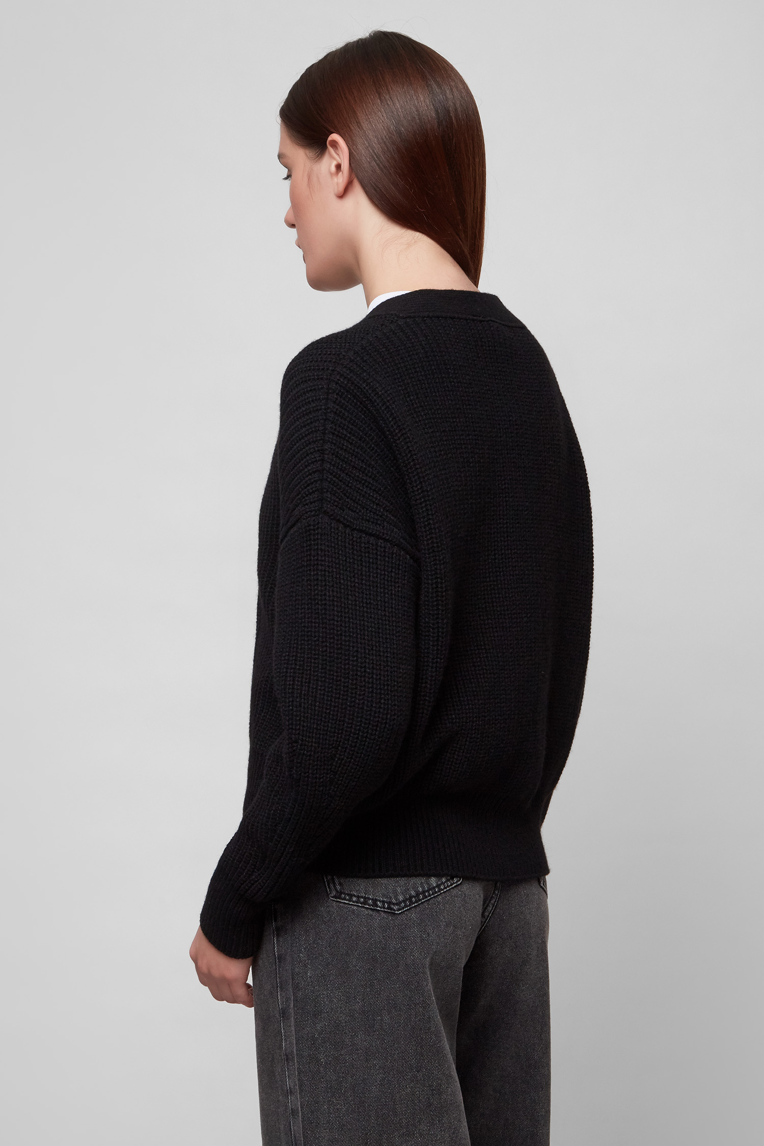 Женский черный шерстяной кардиган HUGO 50455438;001