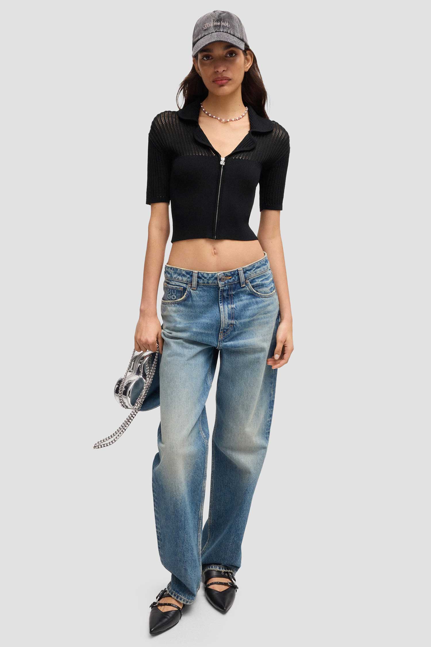 Жіночий чорний топ HUGO 50532170;001