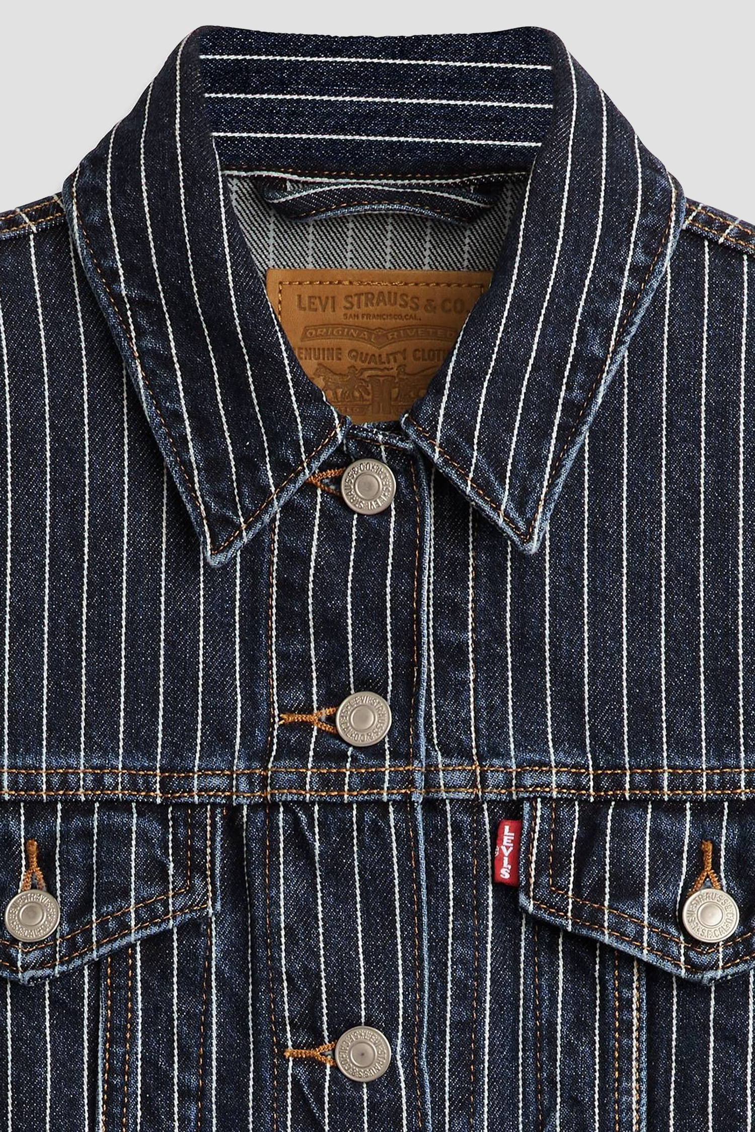 Женская темно-синяя джинсовая куртка в полоску Levi’s® 29945;0198