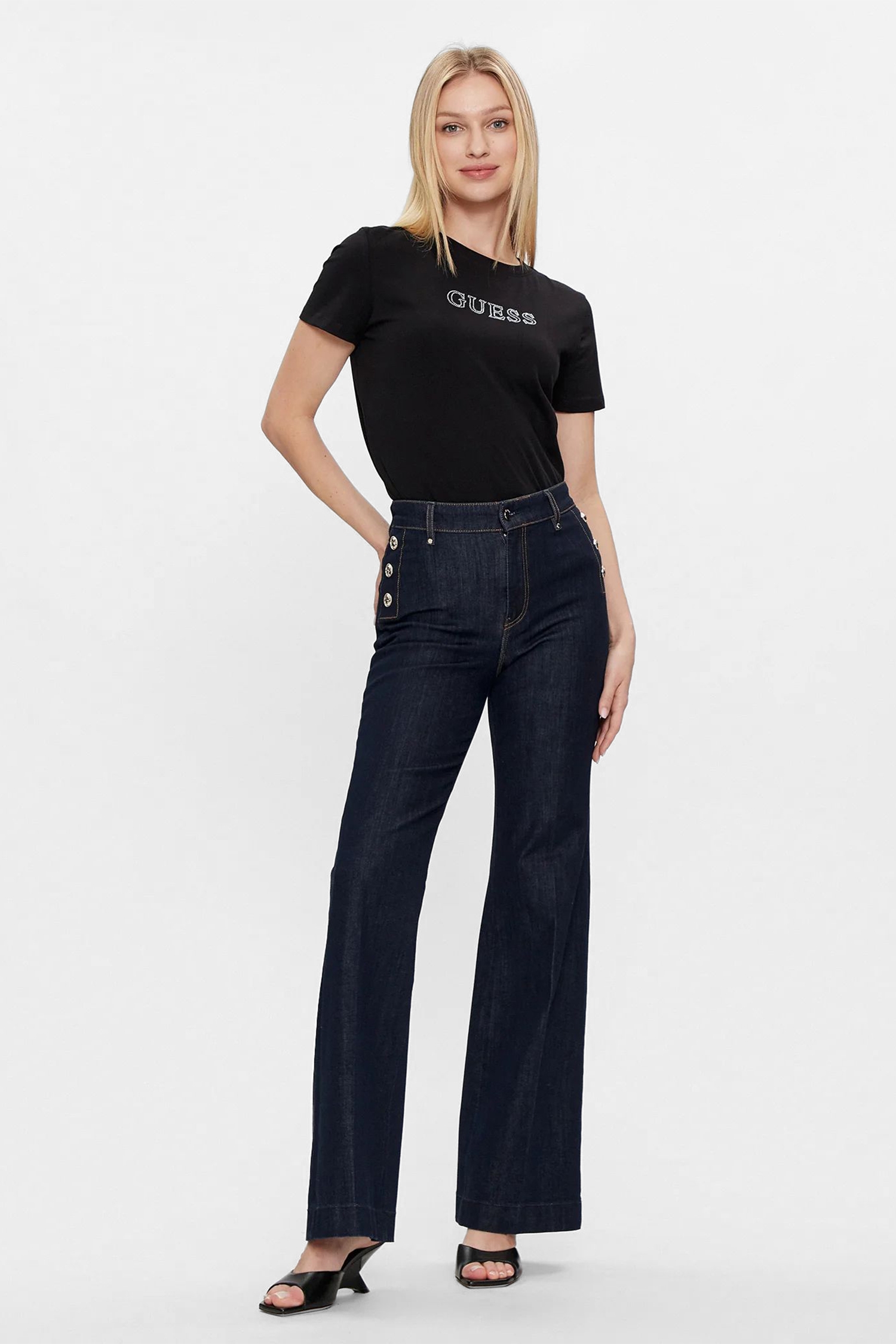 Женская черная футболка Guess V4GI09.J1314;JBLK