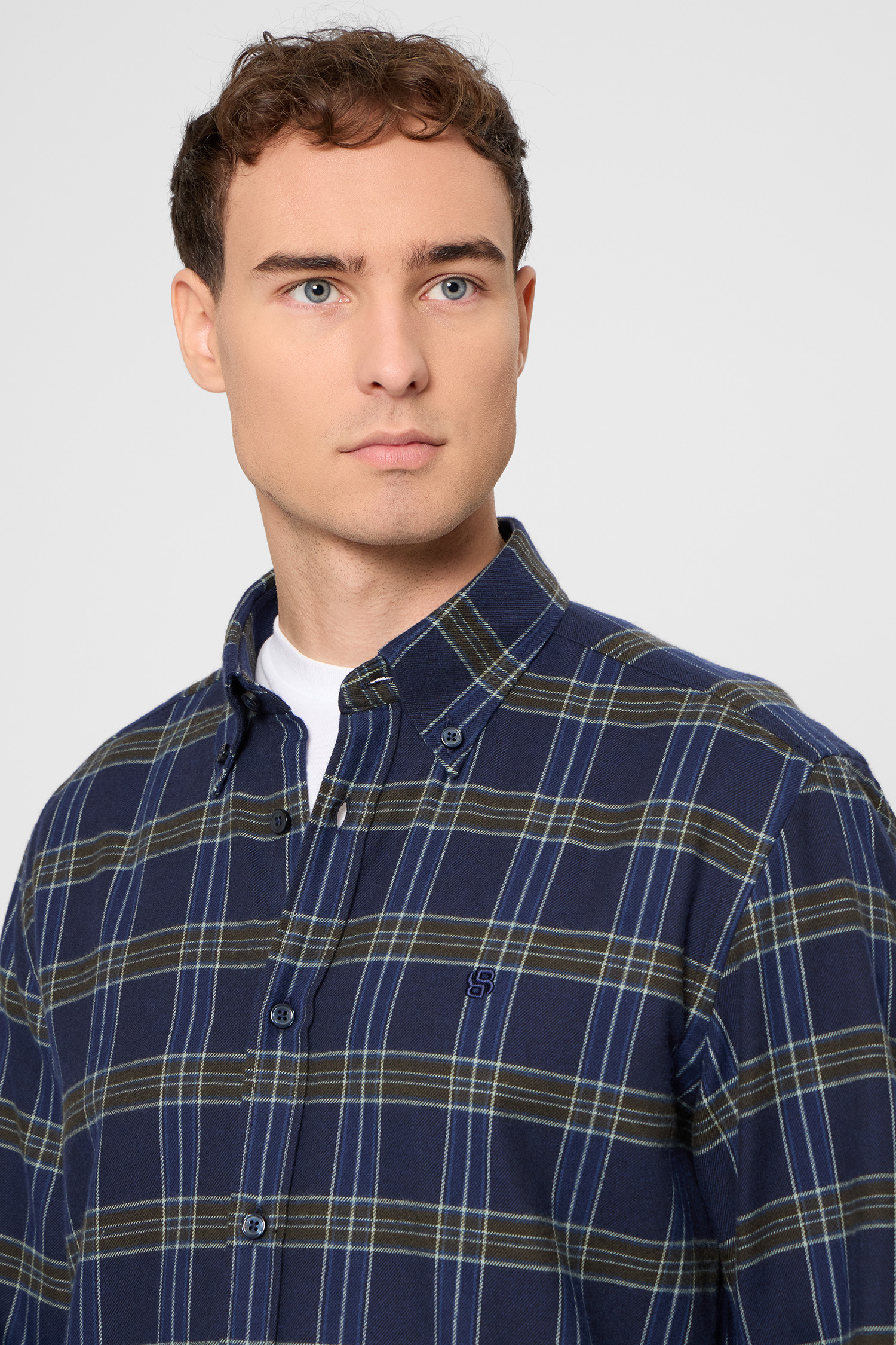 Мужская темно-синяя рубашка в клетку BOSS 50550049;473