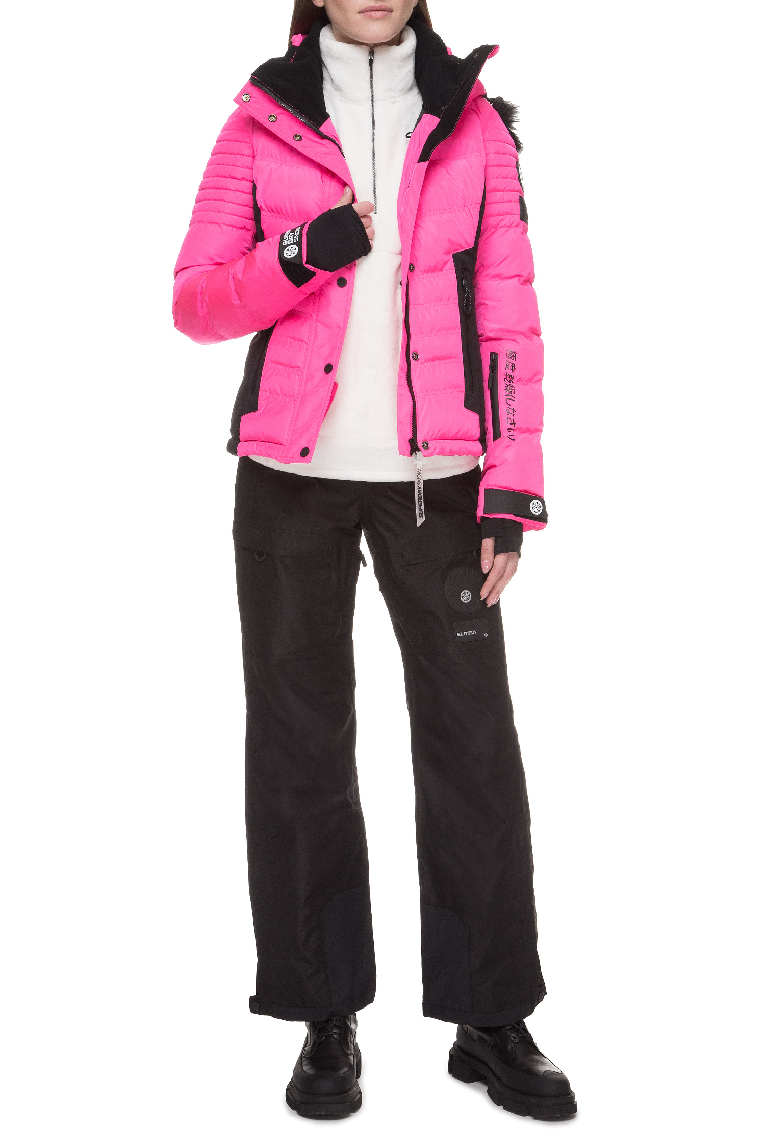 Женская розовая лыжная куртка с принтом Luxe Snow SuperDry GS1012SR;G6G