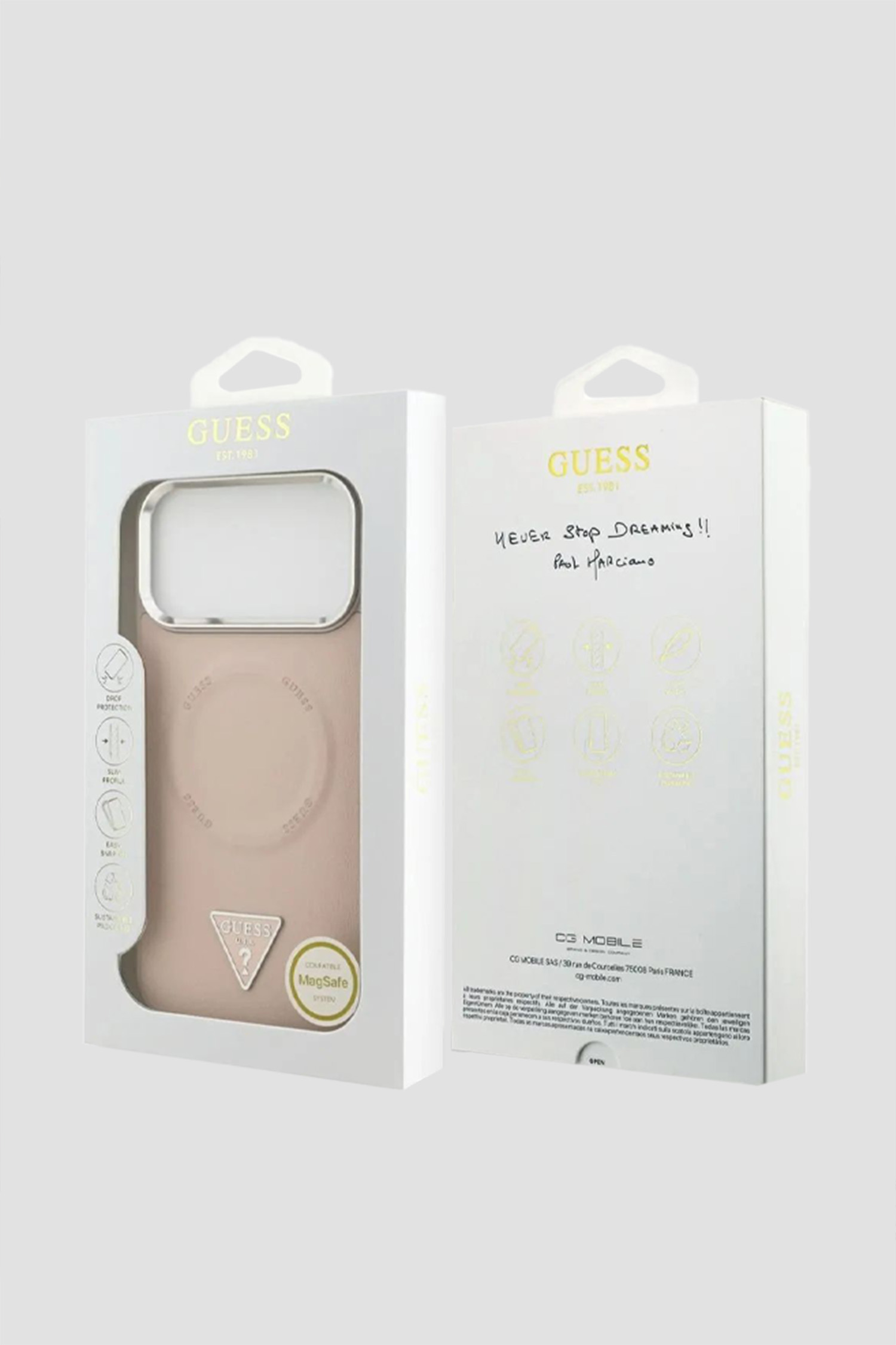 Пудровий чохол для телефону iPhone 17 Pro Max Guess GUHMP.17XPSDTSCMP;LOGO PINK