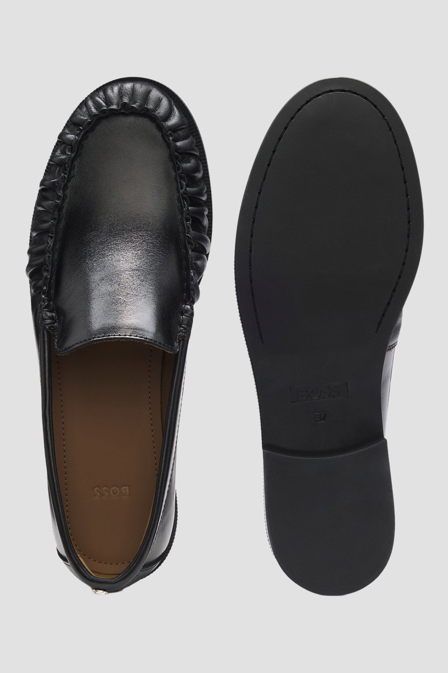 Женские черные кожаные лоферы BOSS 50557685;001