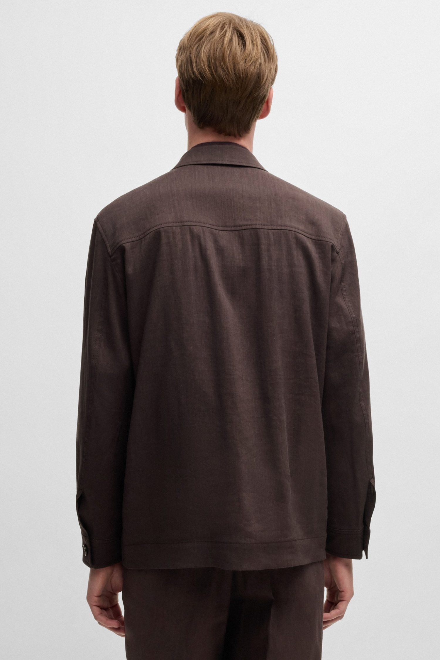 Мужская коричневая льняная рубашка BOSS 50539503;203