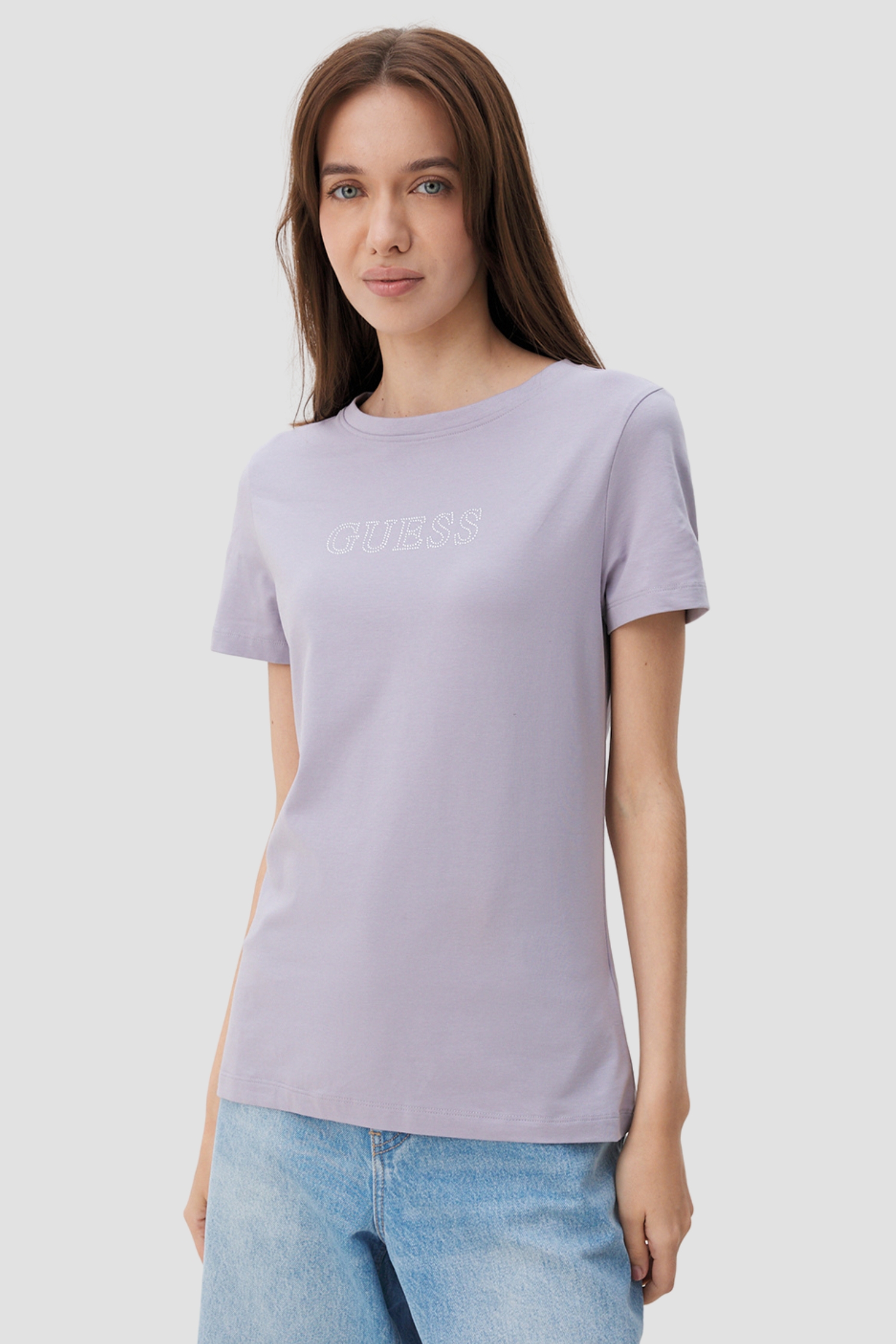 Женская сиреневая футболка Guess V3BI11.J1314;G4C7