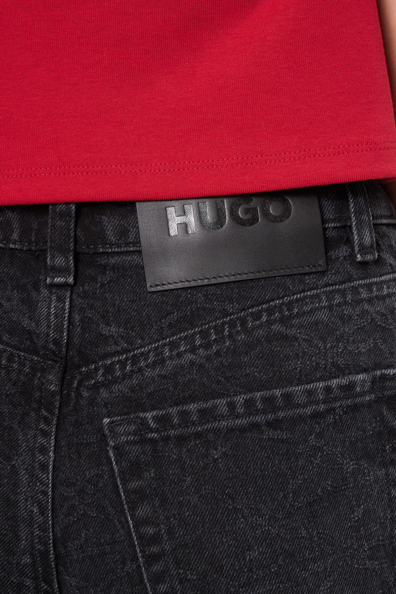 Женские черные джинсы с узором HUGO 50549510;015