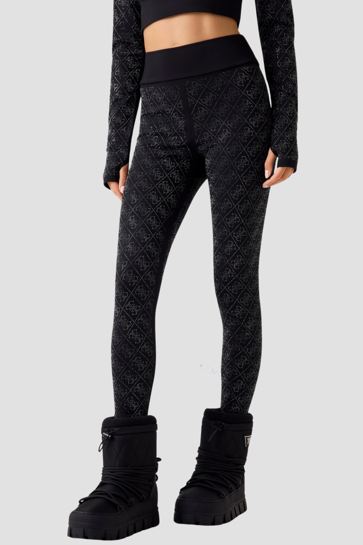 Женские черные леггинсы с узором Guess W5BB73.K7182;JBLK