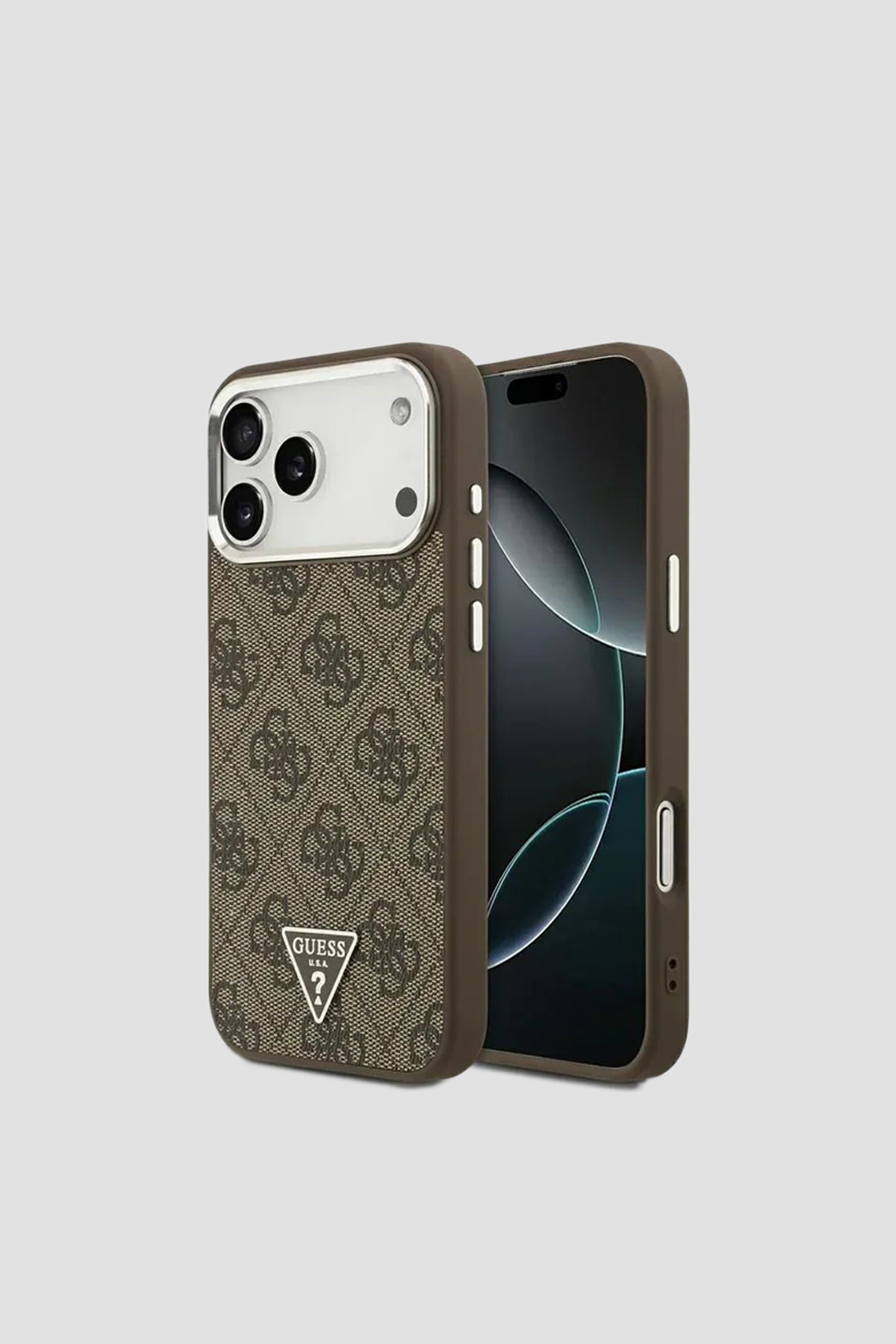 Коричневий чохол для телефону iPhone 17 Pro Max з візерунком Guess GUHMP.17XP4TSRCMW;LOGO BROWN