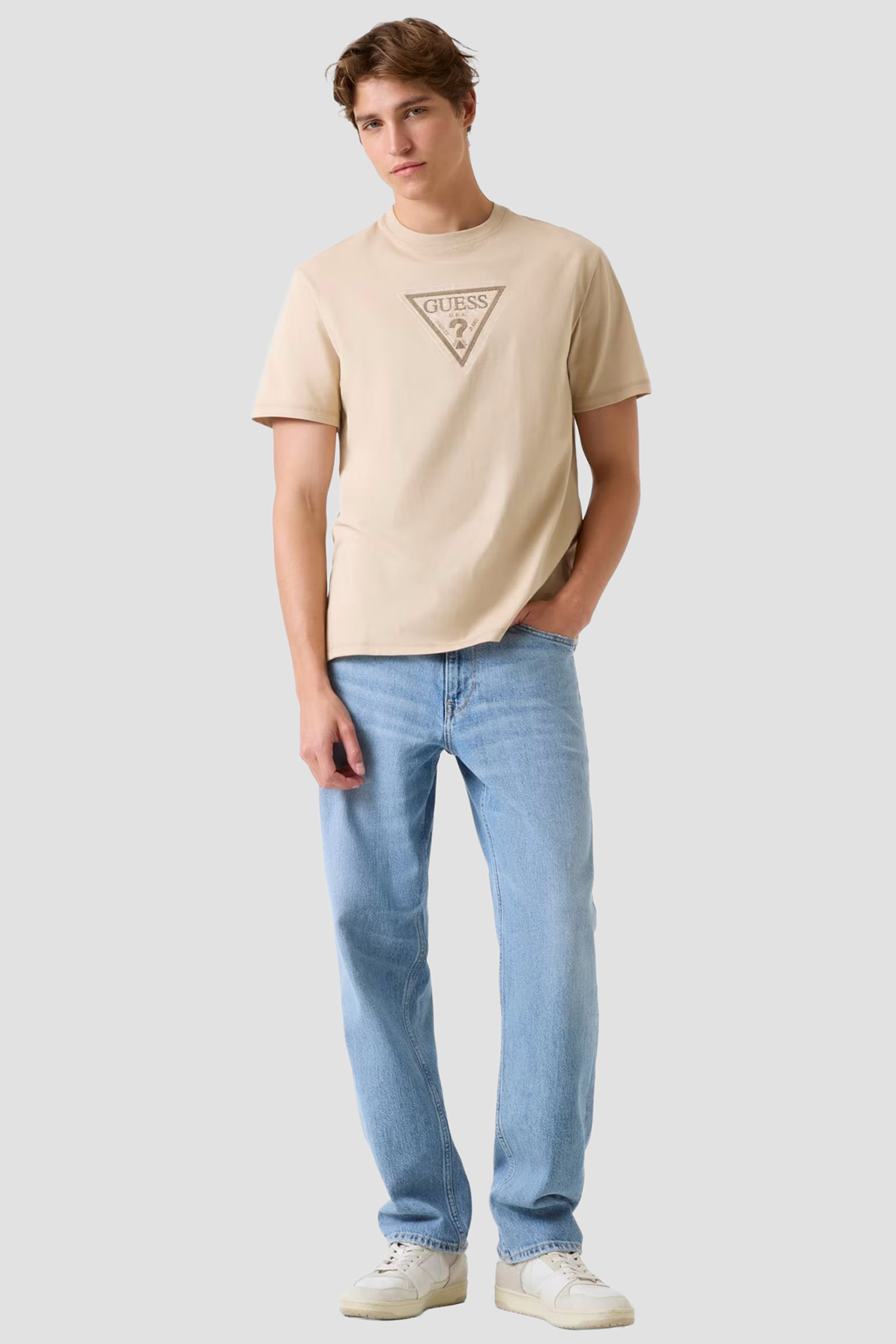 Чоловіча бежева футболка Guess M6RI23.K8FQ4;G1DR