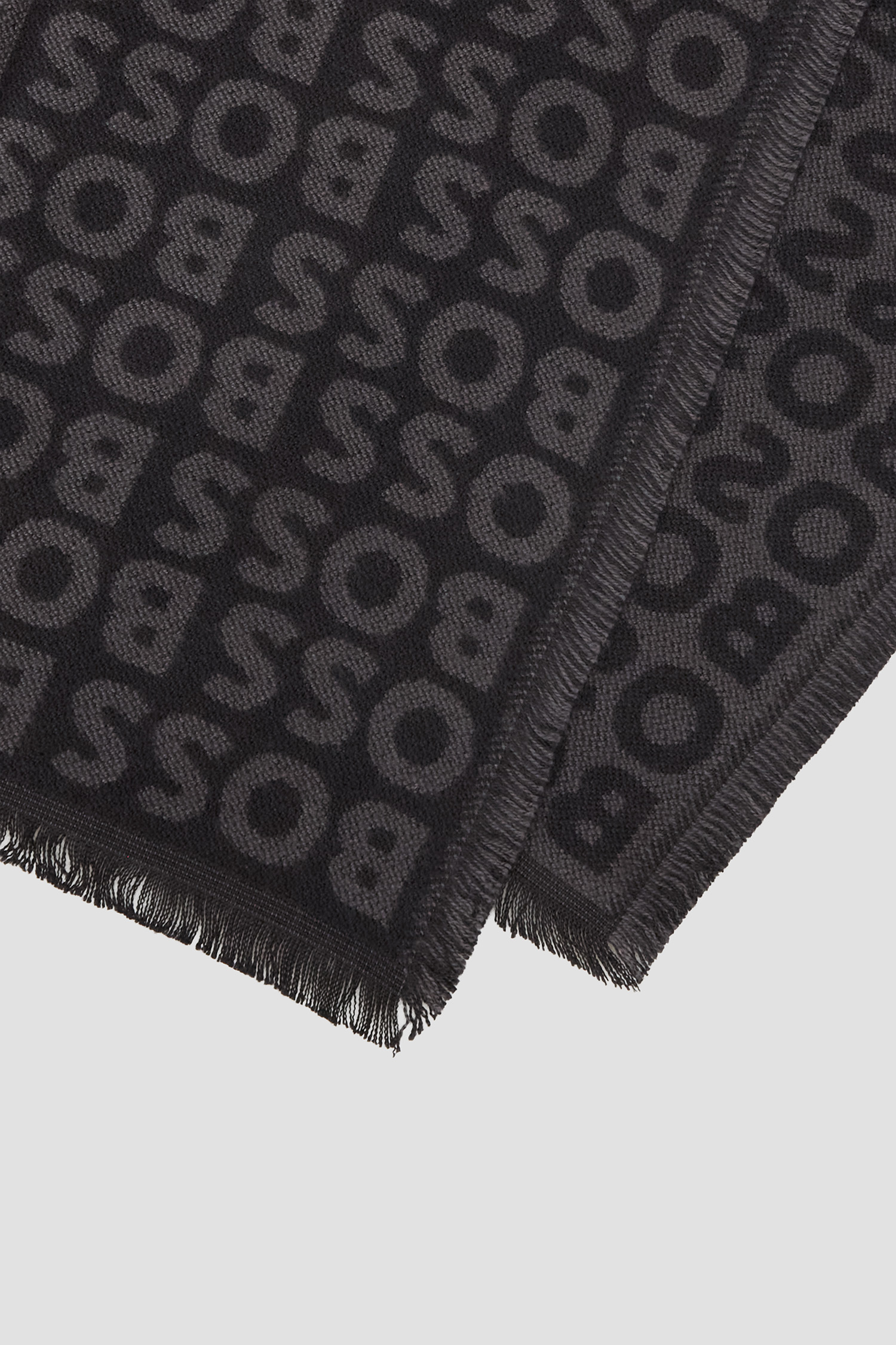 Мужской темно-серый шарф с узором BOSS 50518661;001