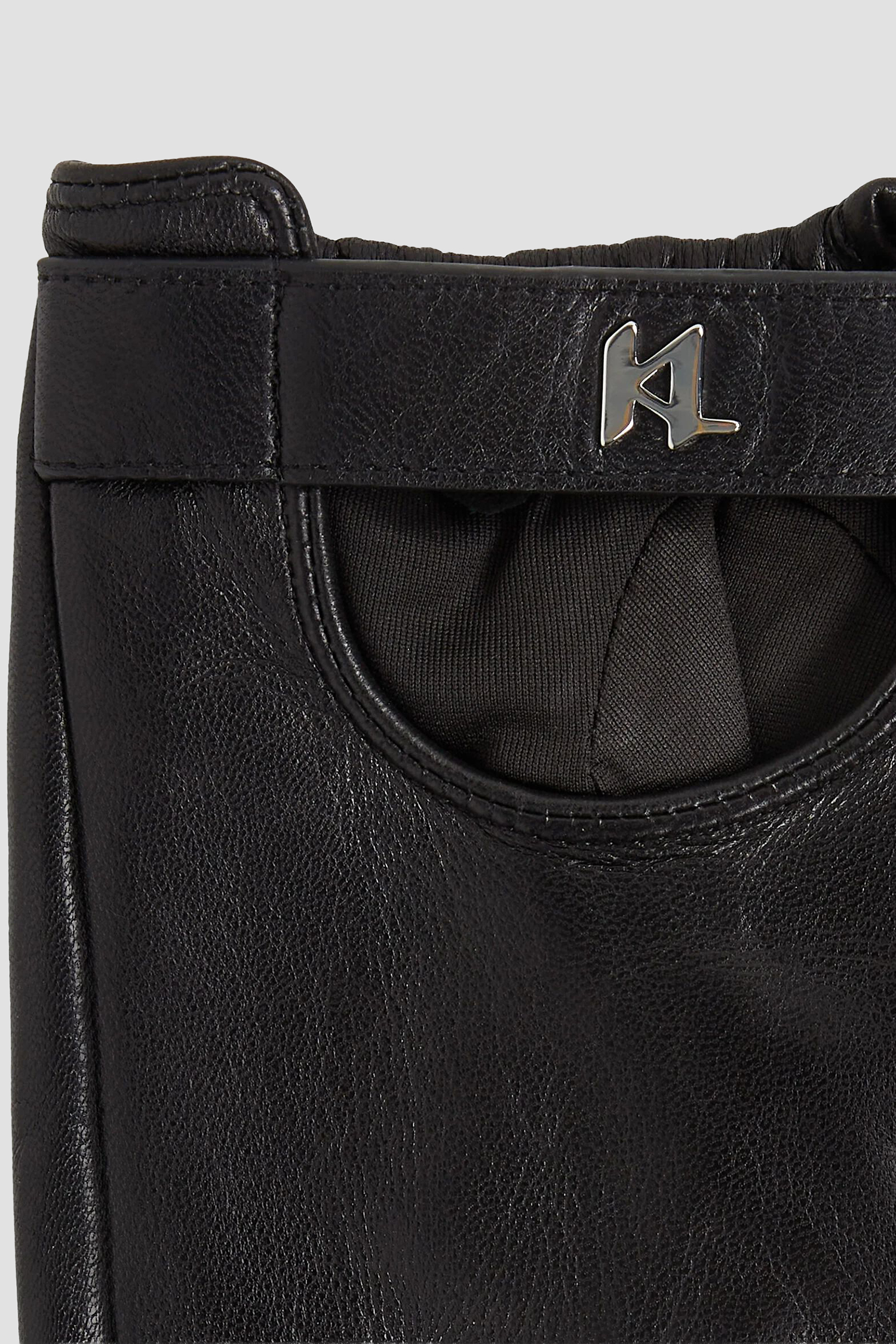 Мужские черные кожаные митенки Karl Lagerfeld A3M33073;999