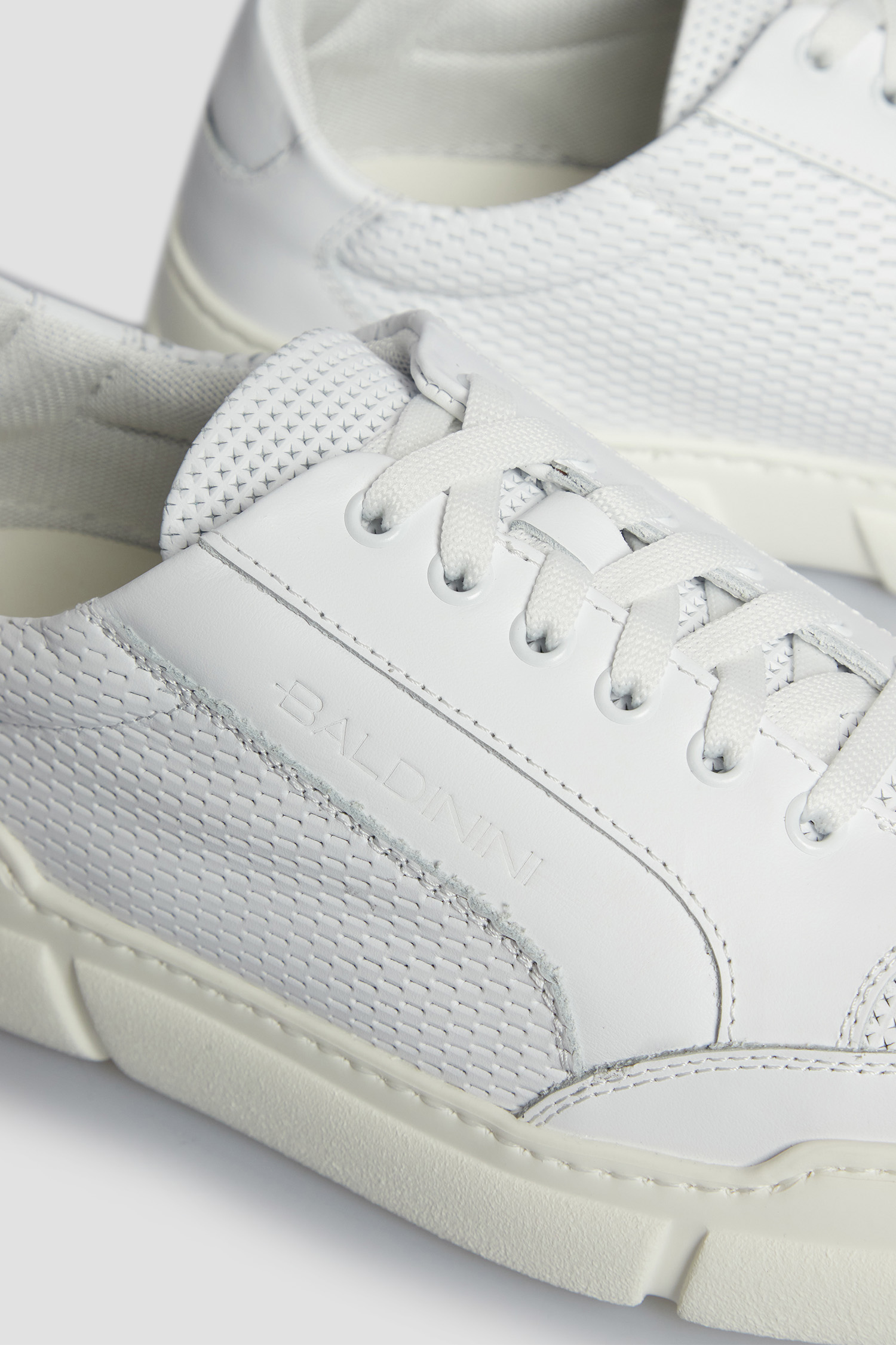 Мужские белые кожаные сникерсы BALDININI U4E601P1VIFO;9000