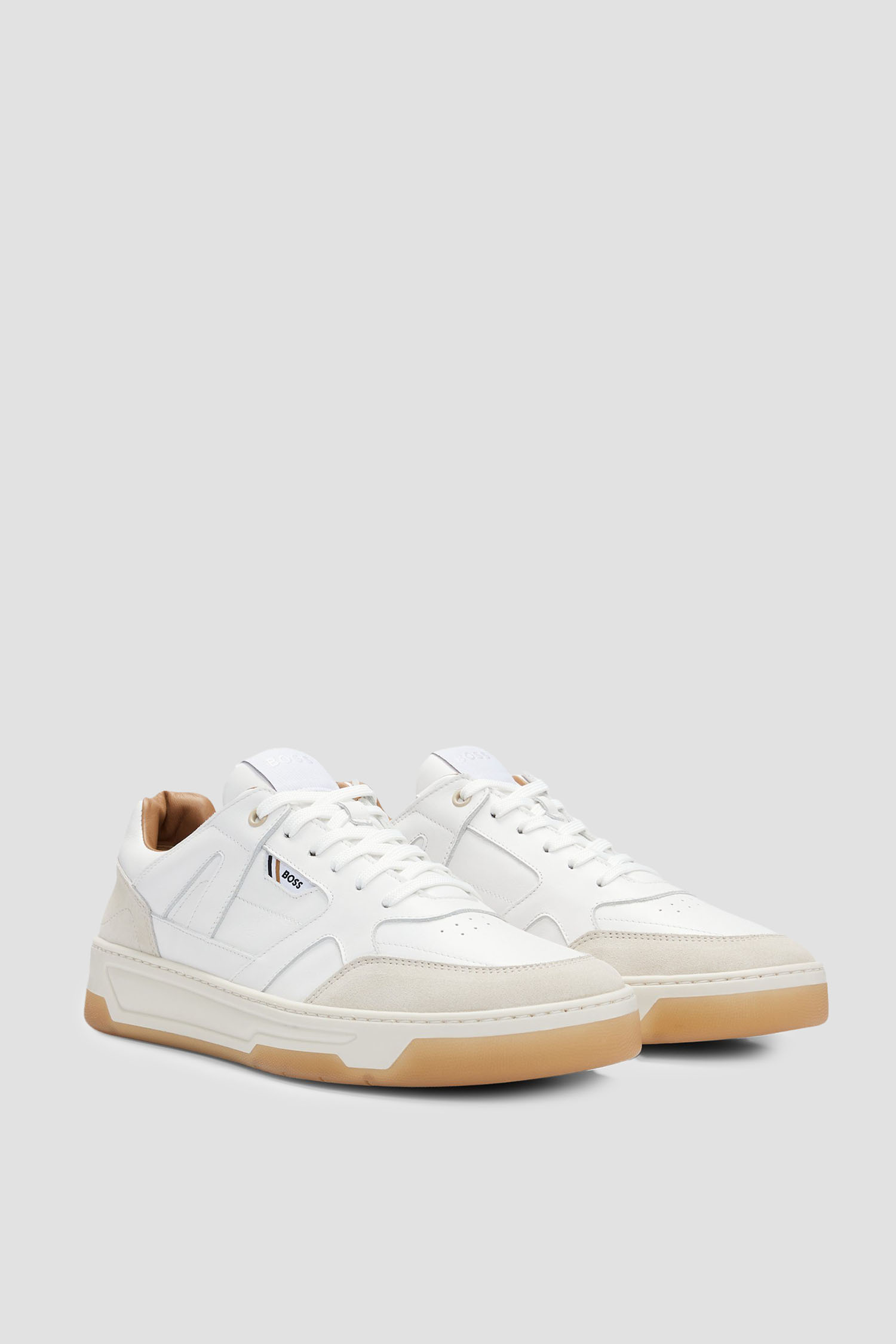 Мужские белые кожаные кроссовки BOSS 50512375;121
