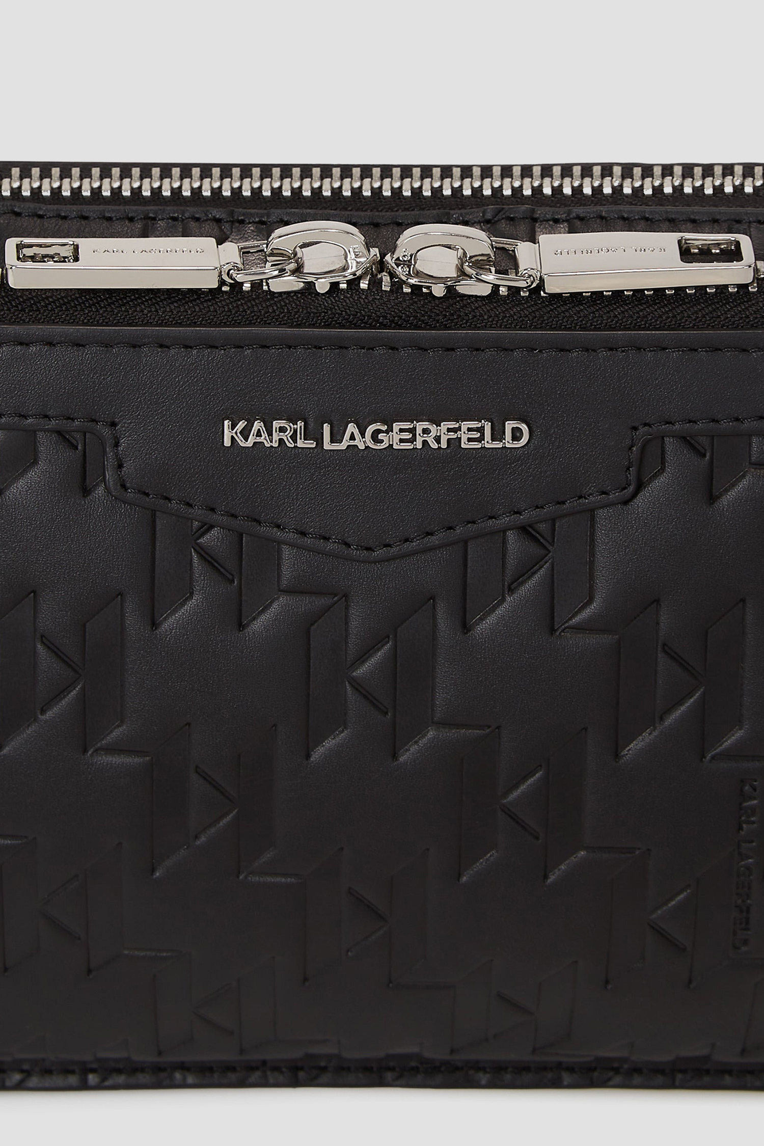 Мужская черная кожаная поясная сумка Karl Lagerfeld A1M30004;999