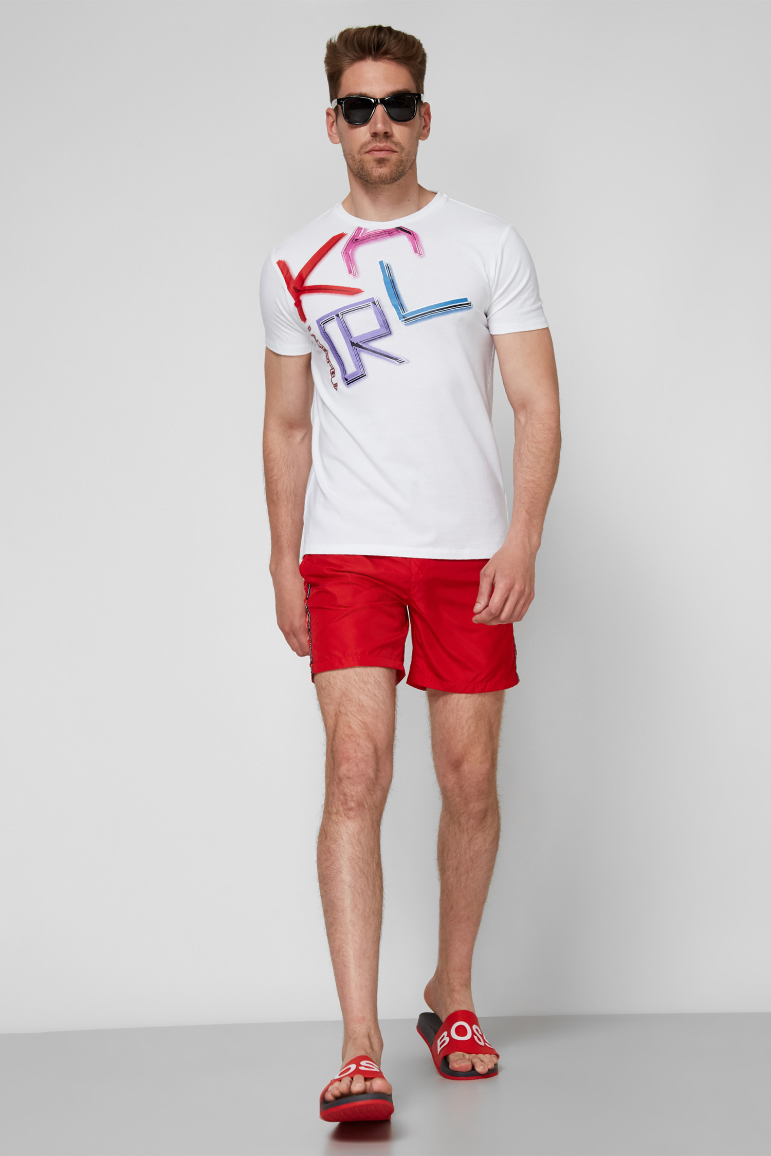 Мужские красные плавательные шорты Karl Lagerfeld KL21MBM03;RED