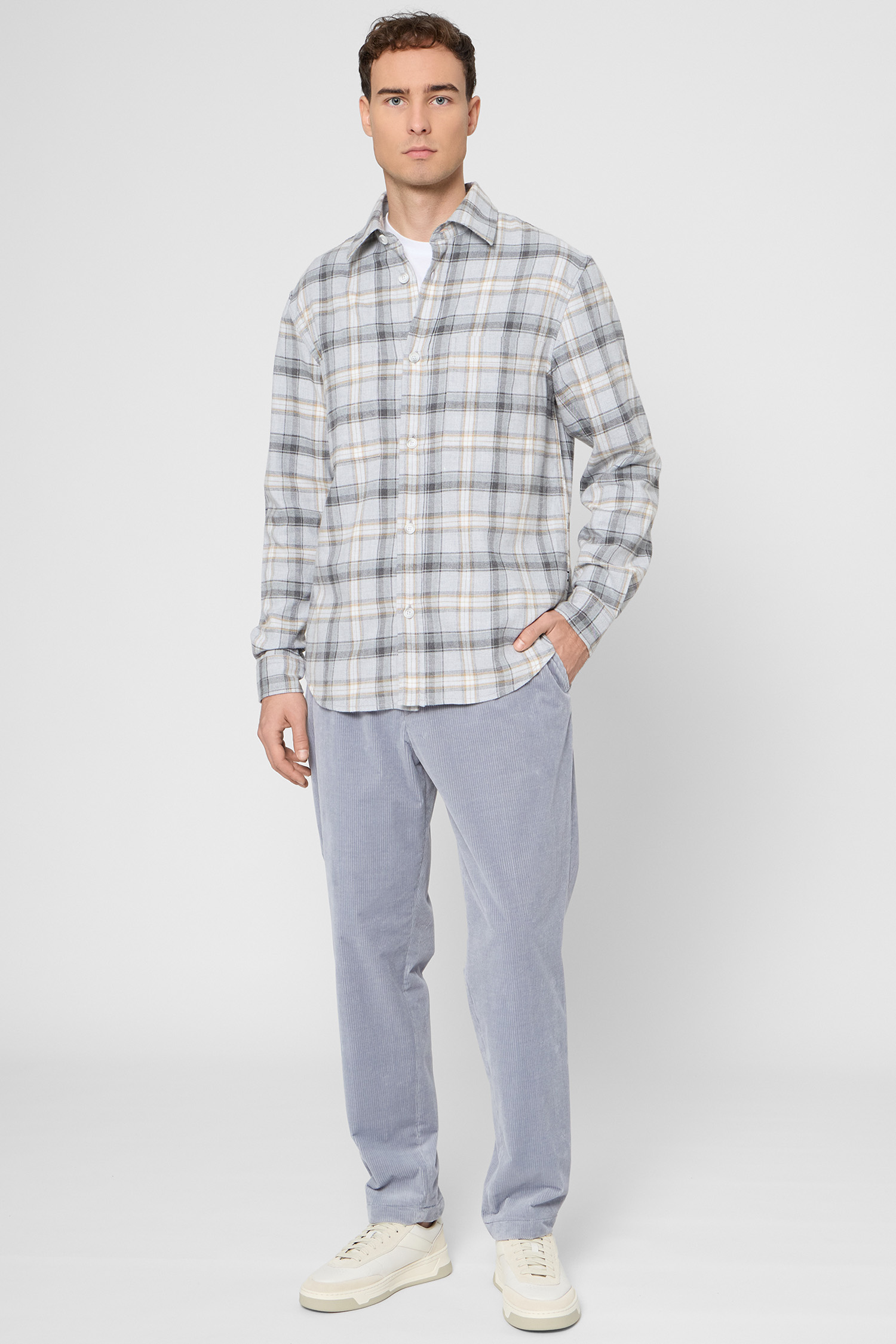 Мужская серая рубашка в клетку BOSS 50550646;030