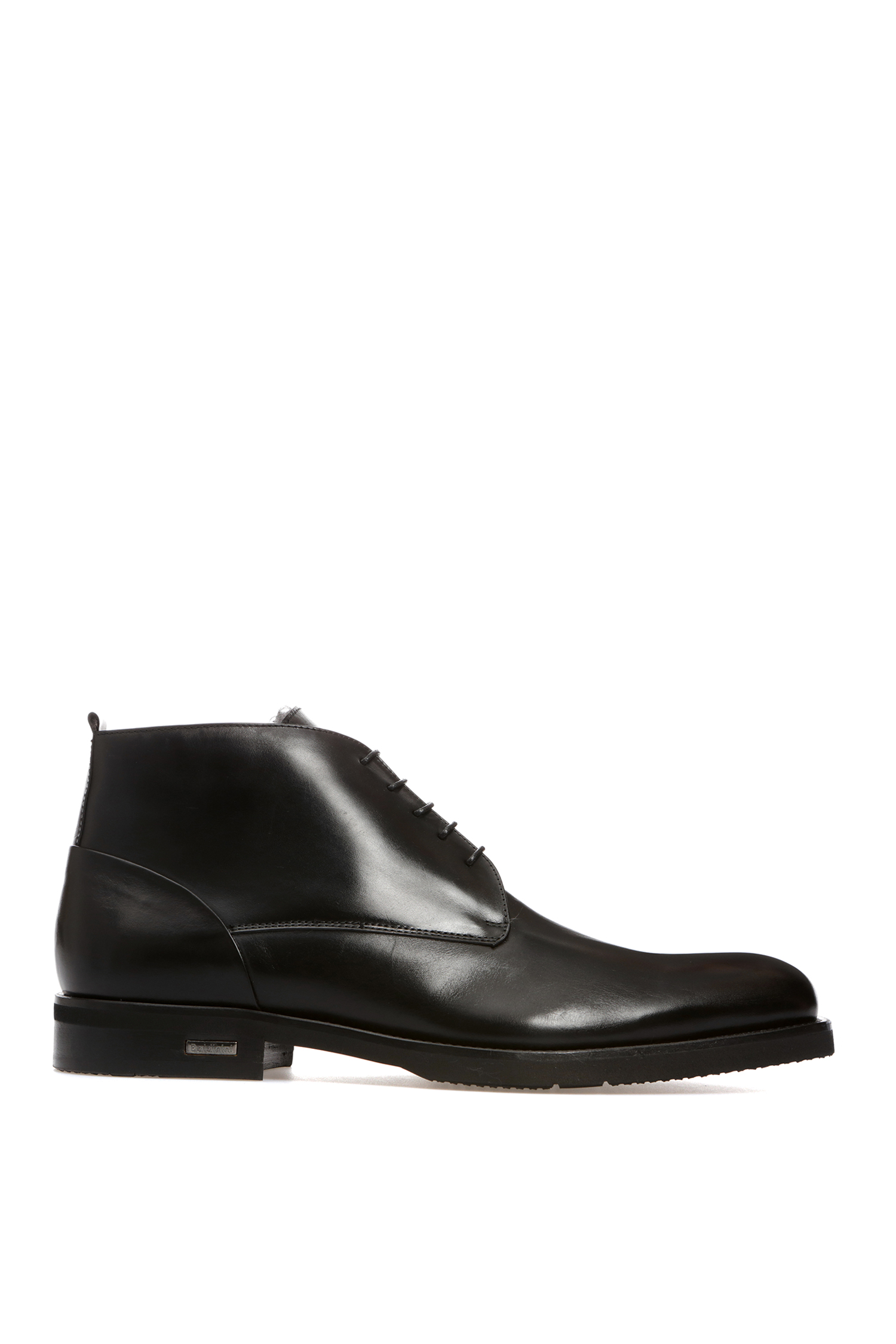 Мужские черные кожаные ботинки с мехом Baldinini 047212;00