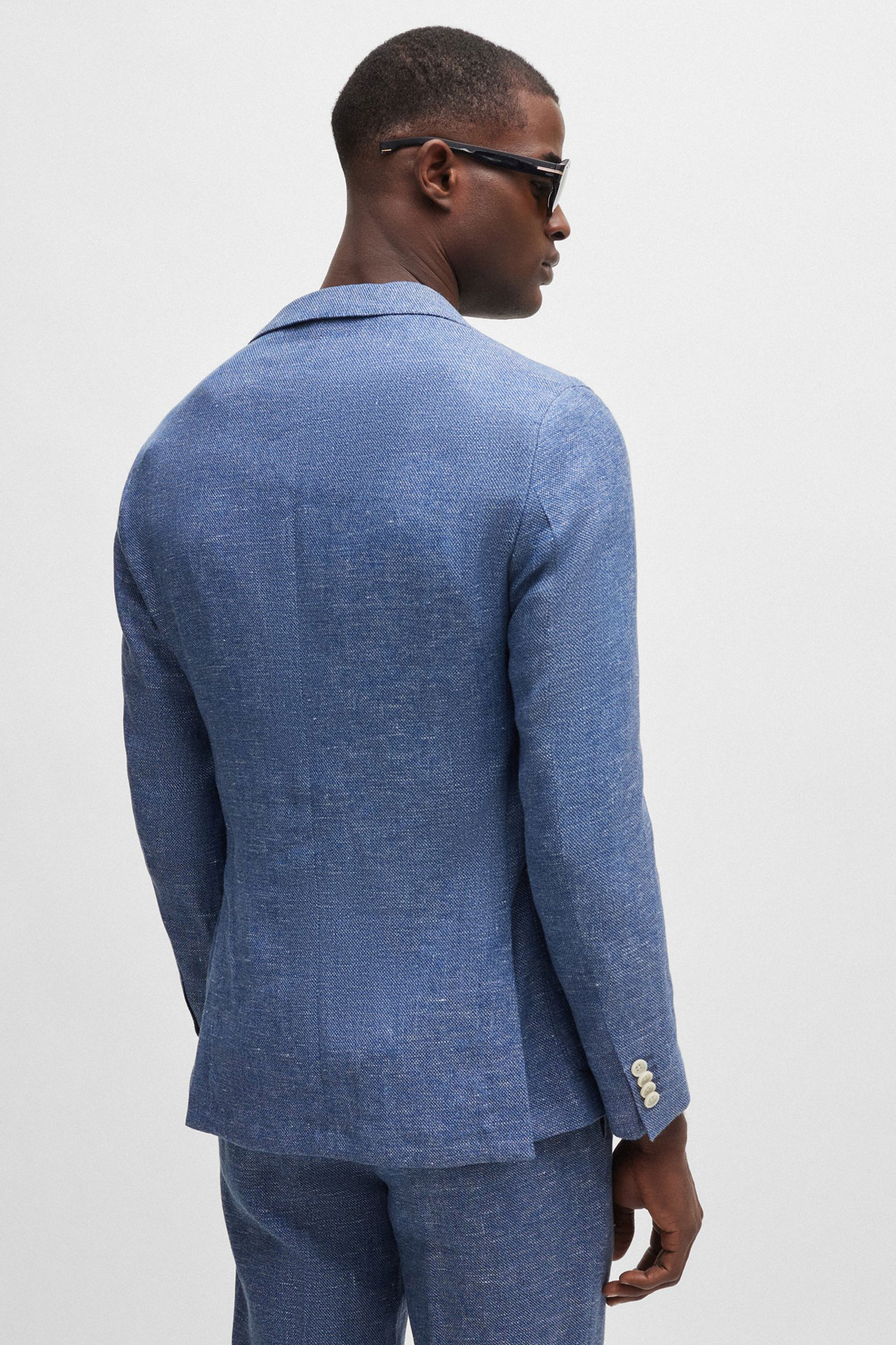 Мужской синий льняной блейзер BOSS 50514618;423