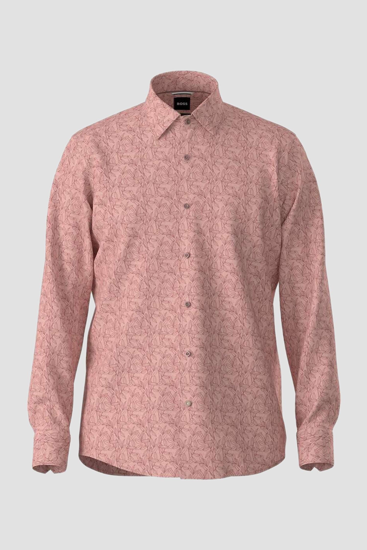 Мужская розовая льняная рубашка с узором BOSS 50469855;606