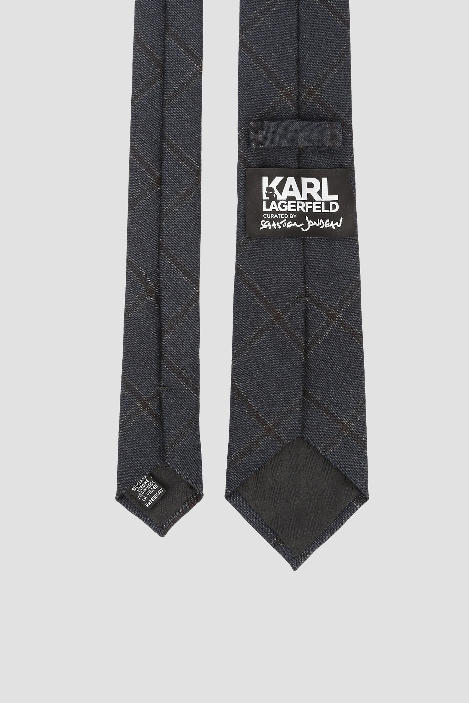 Чоловіча темно-синя картата вовняна краватка Karl Lagerfeld 582002.805102;670