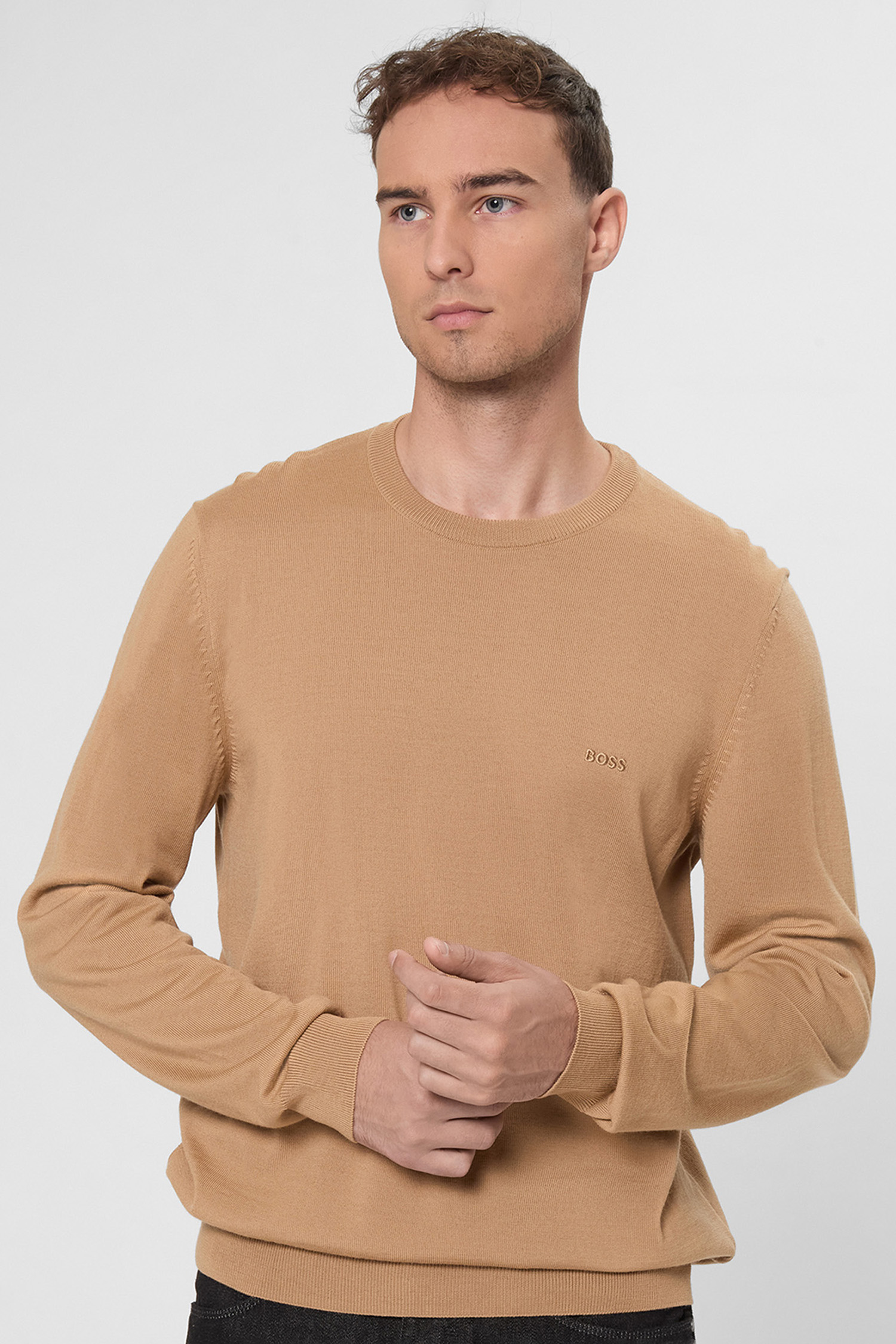Чоловічий бежевий вовняний джемпер BOSS 50476364;260