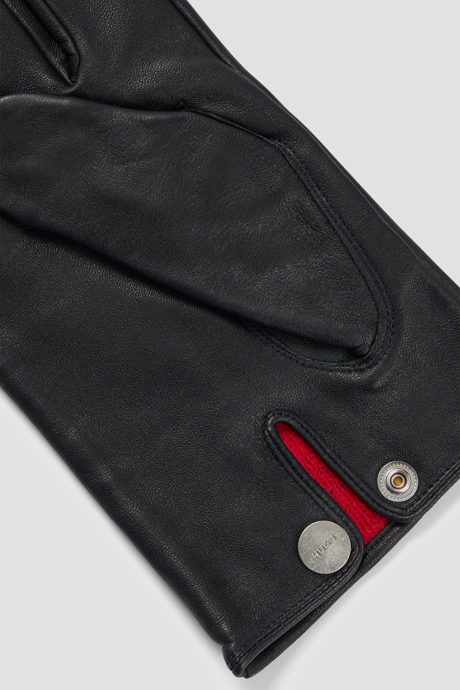 Мужские черные кожаные перчатки HUGO 50497086;001